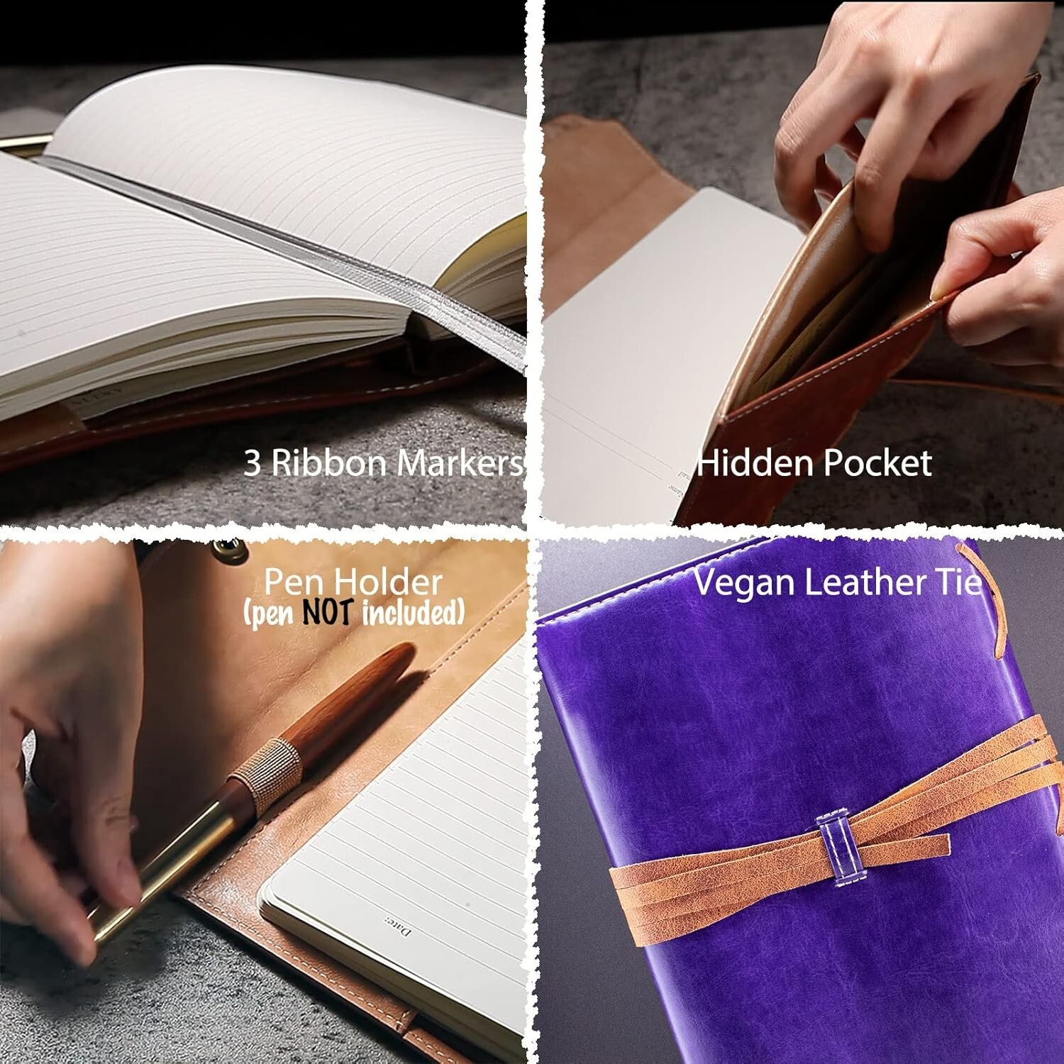 Vintage Purple Faux Leather Refillable Writing Journal – Slim A5 Diary Notebook
