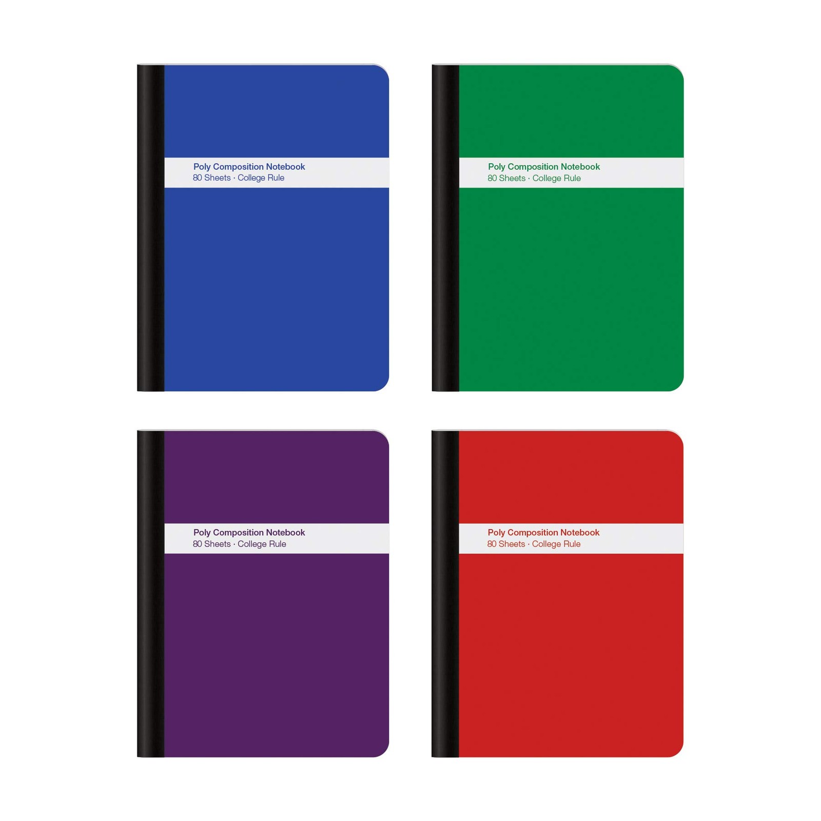 Oxford Poly Composition College Ruled 4 Count (Pack of 1), Multicolor