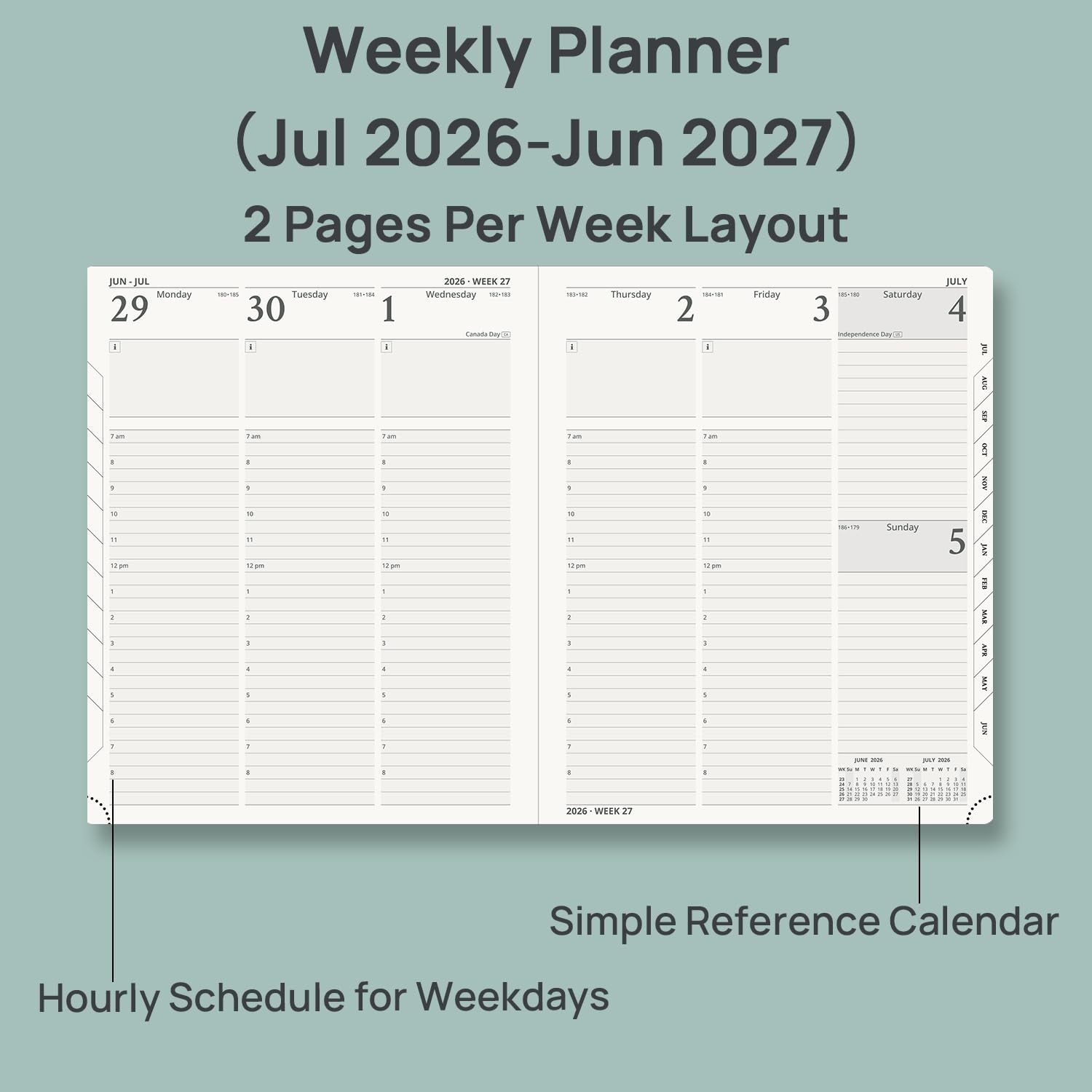 POPRUN 2026-2027 Academic Planner, Large Size 8.5″ x 10.5″, Black