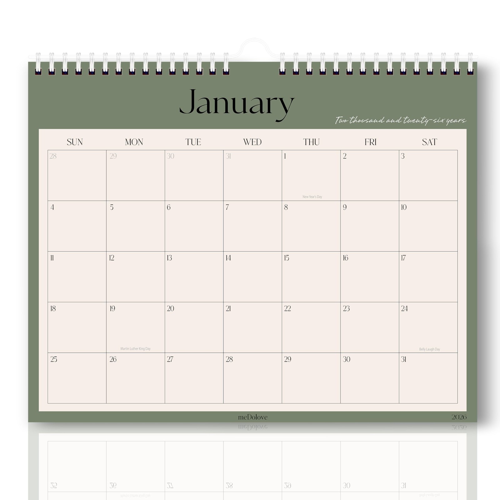 2026-2027 Wall Calendar, 18-Month Monthly Jan 2026-Jun 2027, Green Horizontal