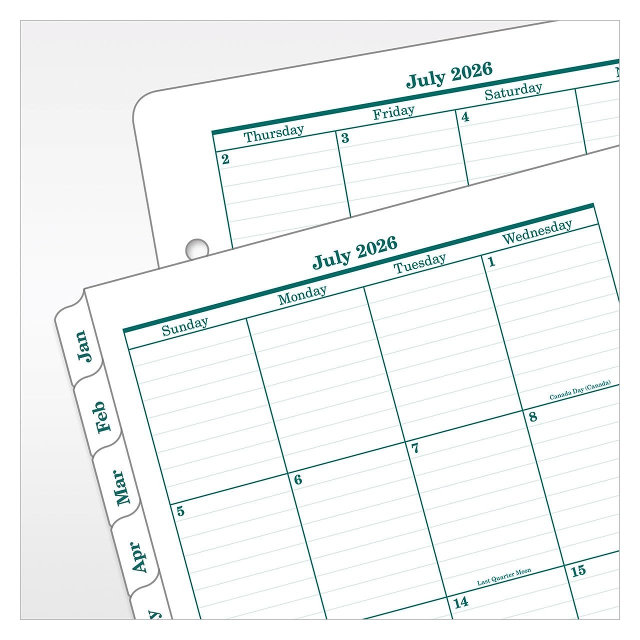 Original Ring-Bound Planner Refill – Two Pages Per Day, Classic Size, Jul 2026 –