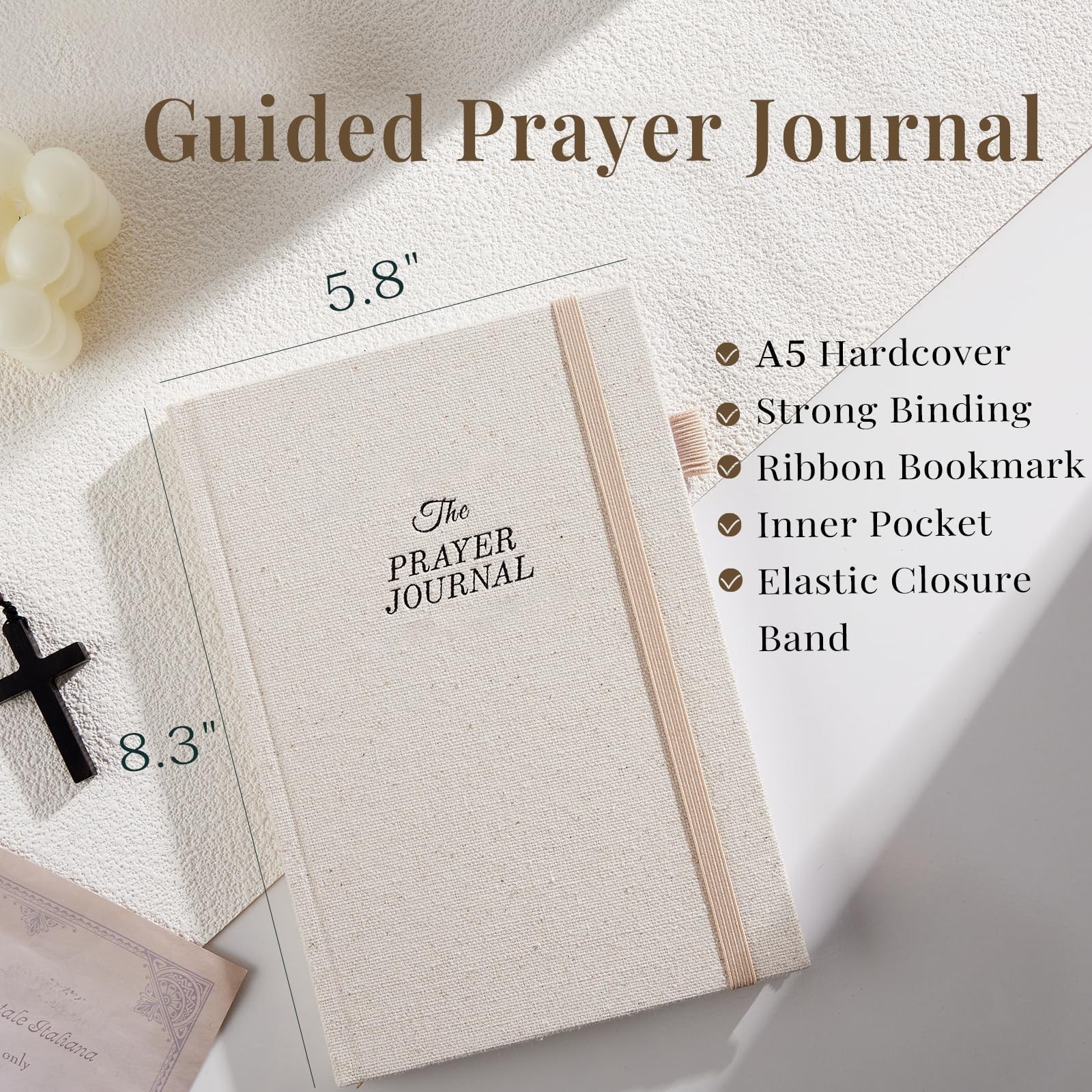 JUBTIC Prayer Journal for Woman, Bible with Verse, 60 Weeks Beige