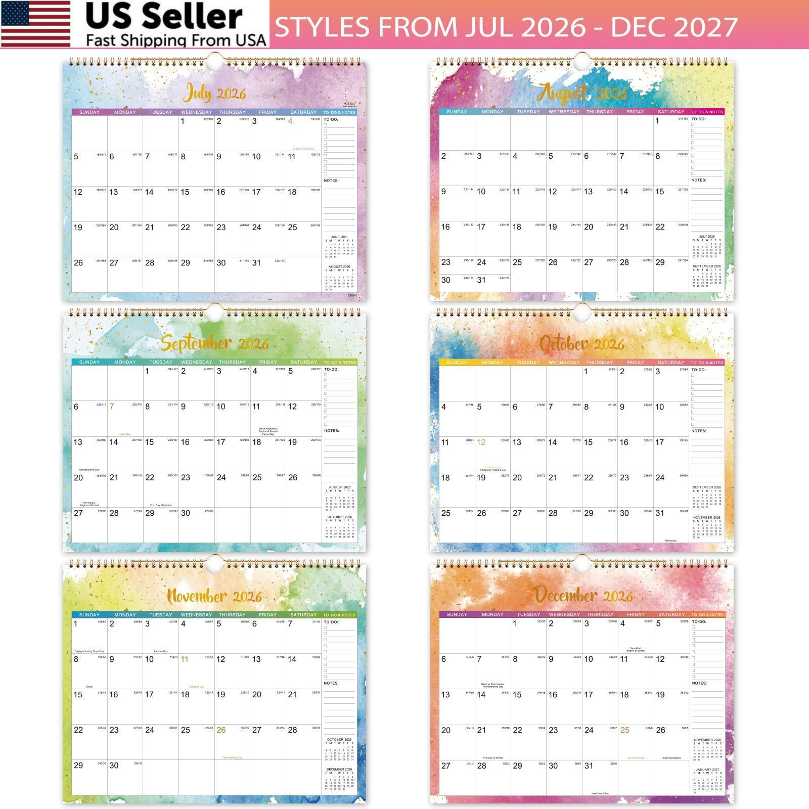 Wall Calendar 2026-2027 – Calendar, JUL 2026 – 14.8″ x 11.5″, white