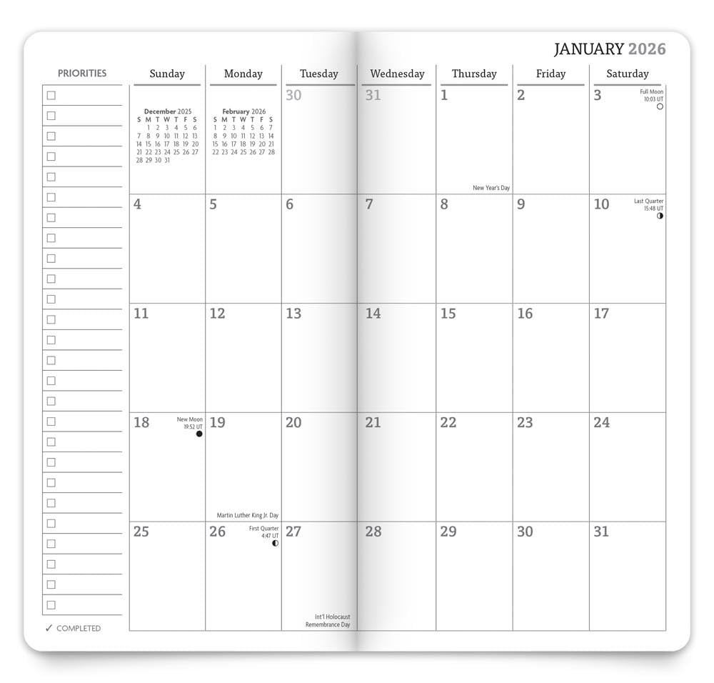 Viewpoint Black | 2026-2027 3.5 X 6.5 Inch Two Year Monthly Pocket Planner Calen