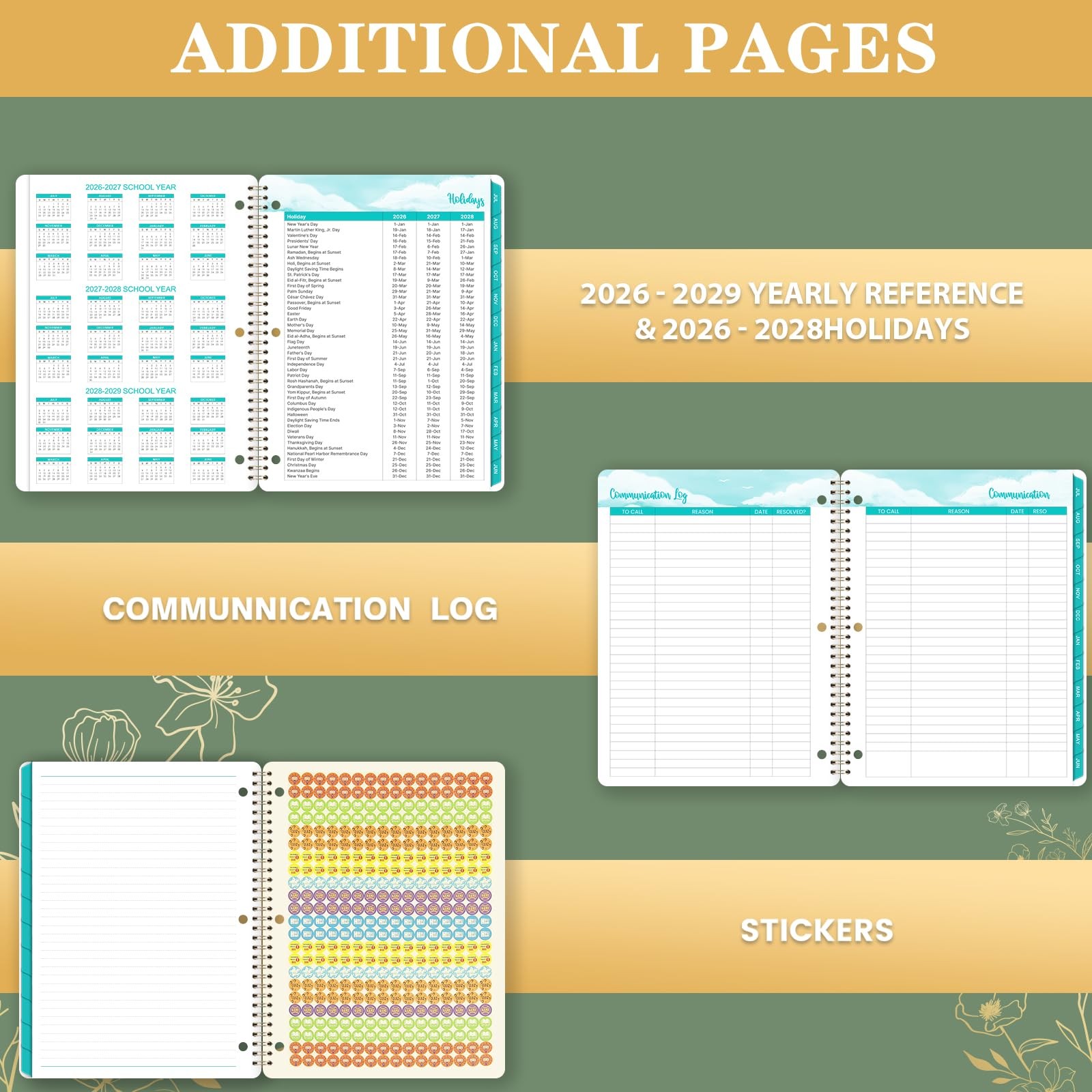 Student Planner 2026-2027 – School 2026-2027, JULY 9“ x 11”, Green