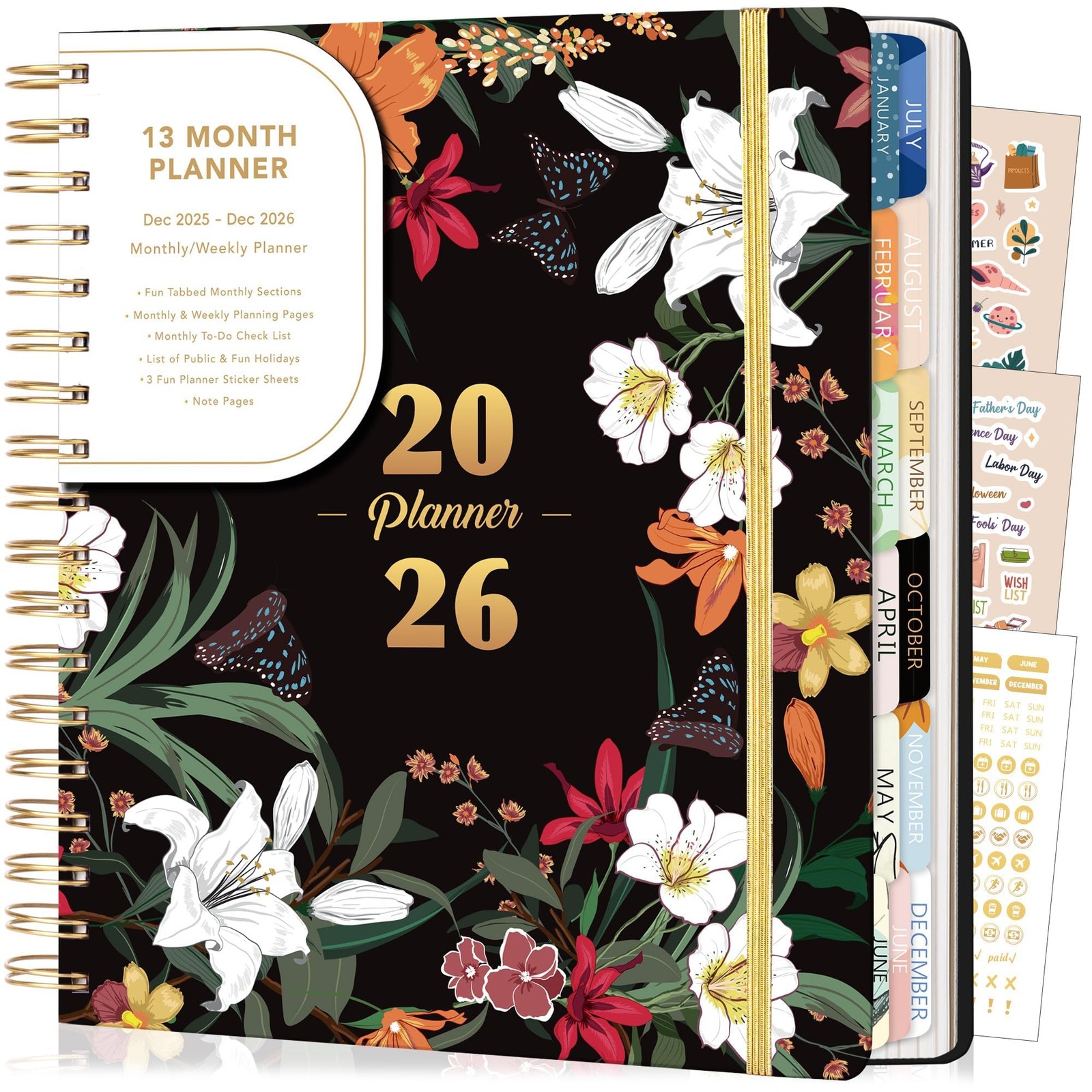 2026 Planner Weekly and Monthly from Dec 2025 to Dec 2026 Hardcover Spiral Bo…