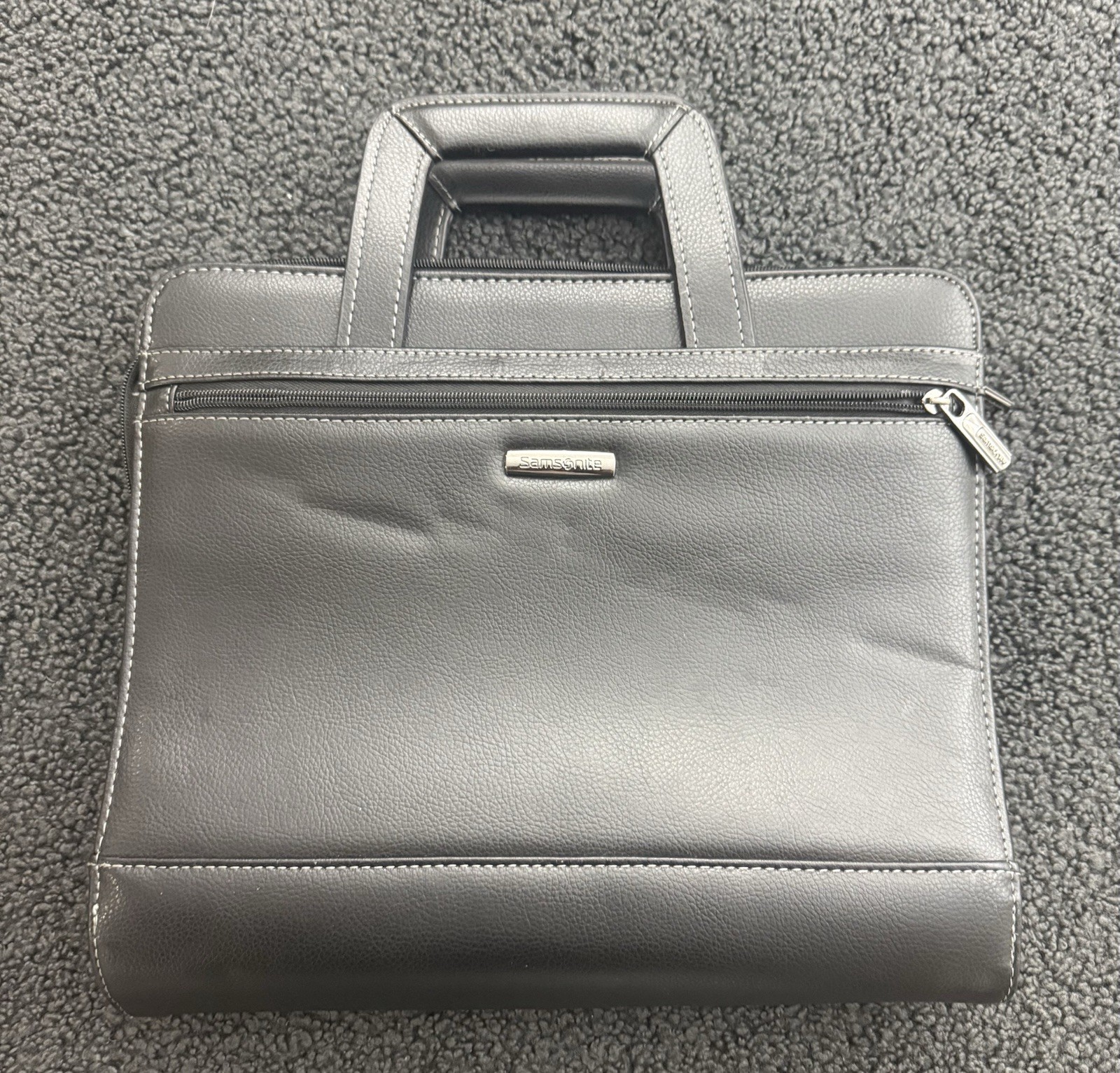 Mint Samsonite Business Portfolio Briefcase Zip Blk Genuine Leather