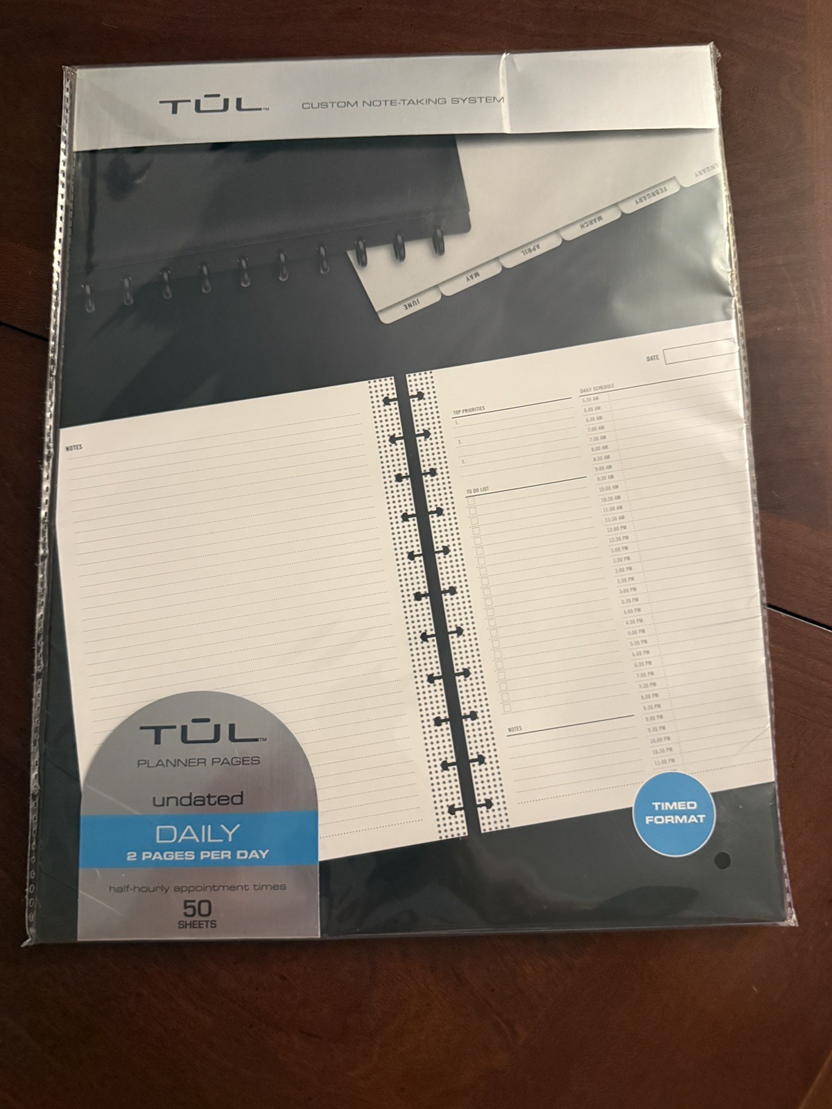TUL Discbound Undated Daily Planner Refill Pages, Undated, 50 Sheets Letter Size