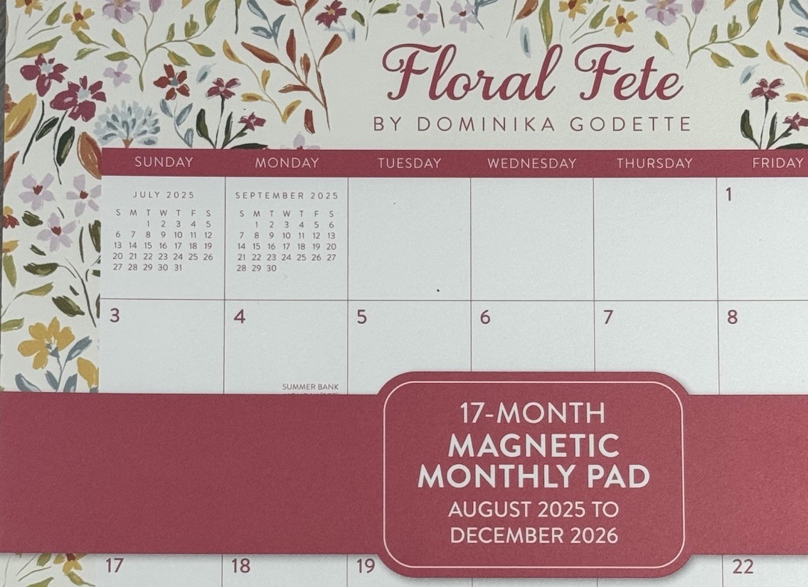 Orange Circle 2026 Magnetic Monthly Pad Weekly Calendar Planner FLOWER 9.5 X 8.5