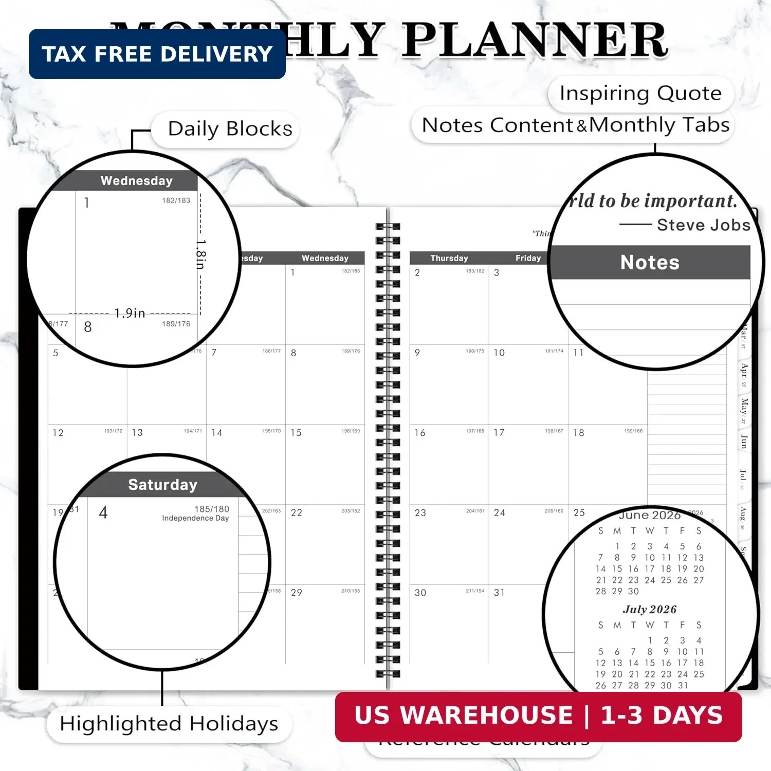 2026-2028 Monthly Planner – 2 Year Monthly Planner 2026-2028 With Tabs, JUL 2026