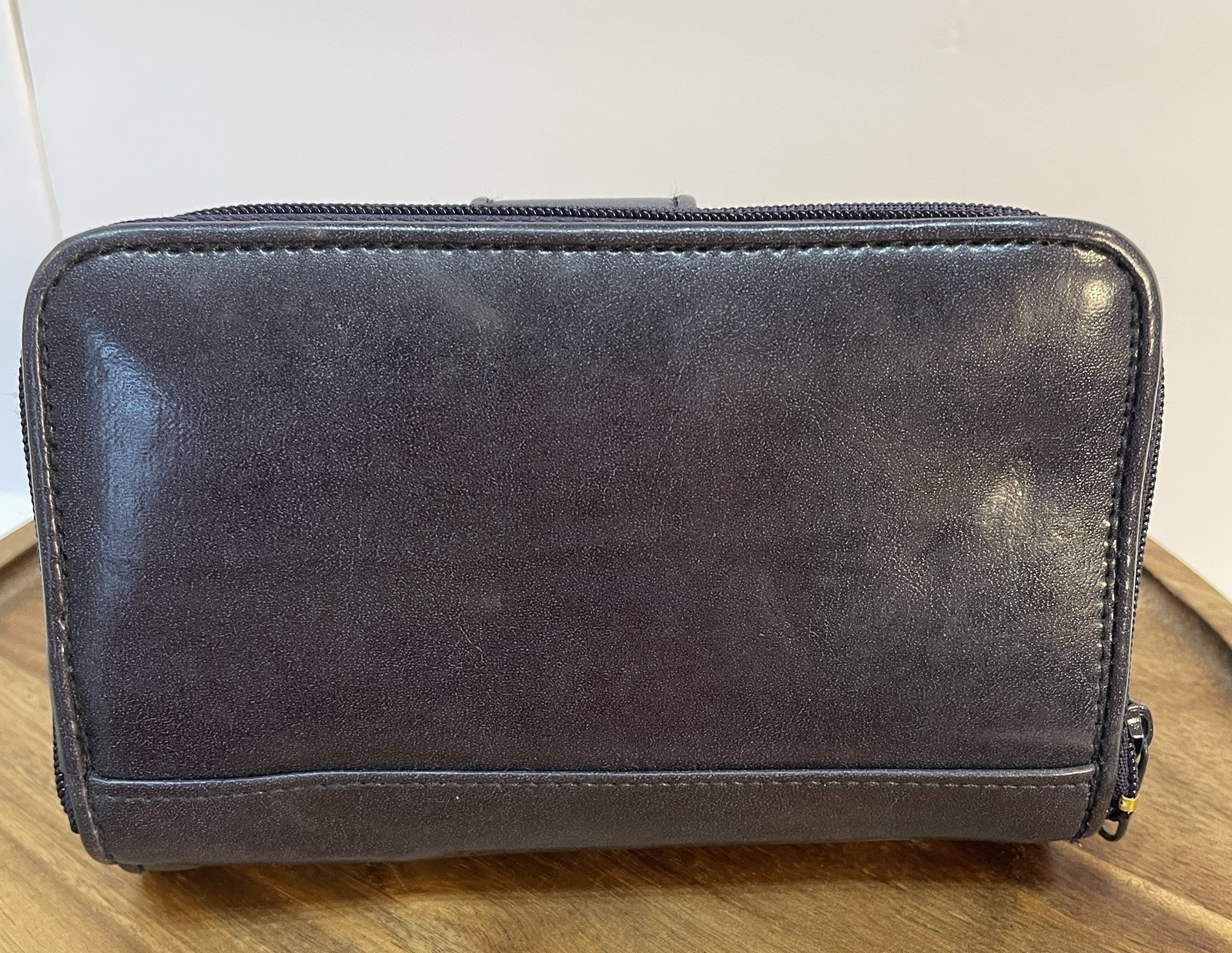 Vintage 80’s-90’s Women’s Organizer Planner Wallet Snap Tab Zip Navy Blue