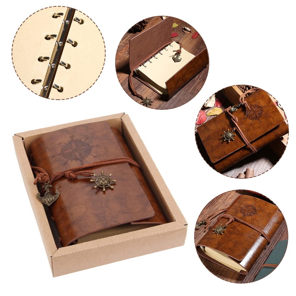Mtsooning Vintage Leather Journal, 88 Sheets/176 Pages, 5.12″x3.35″, Brown