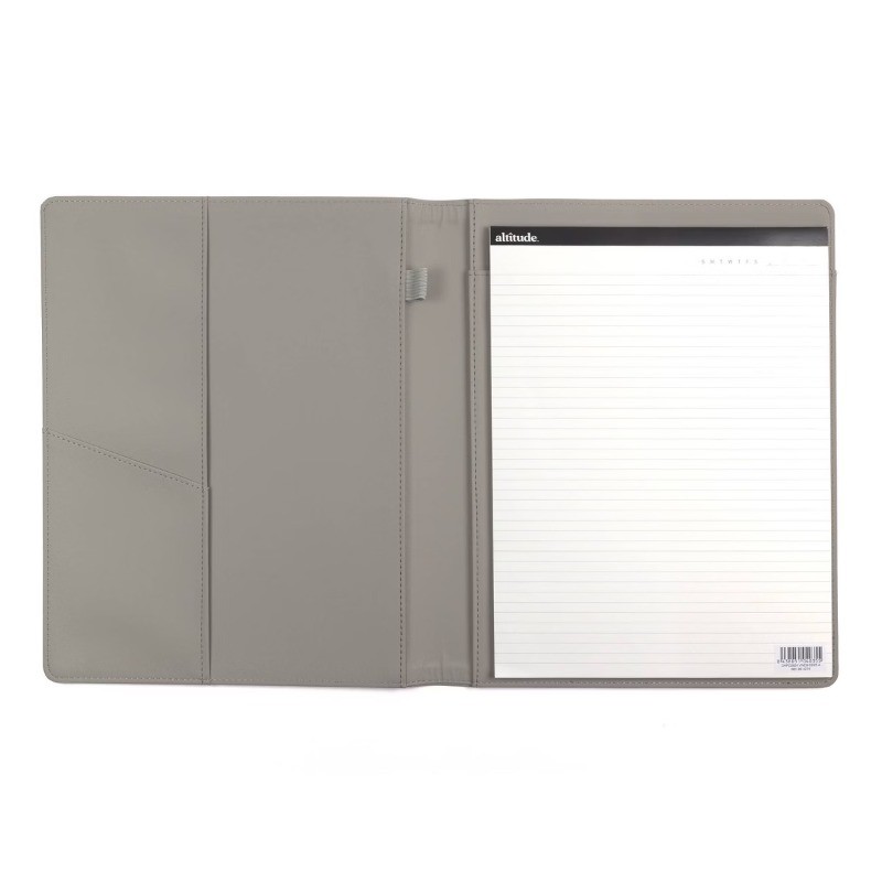 Padfolio 10″x12.5″ Vegan Leather Gray Debossed Arch