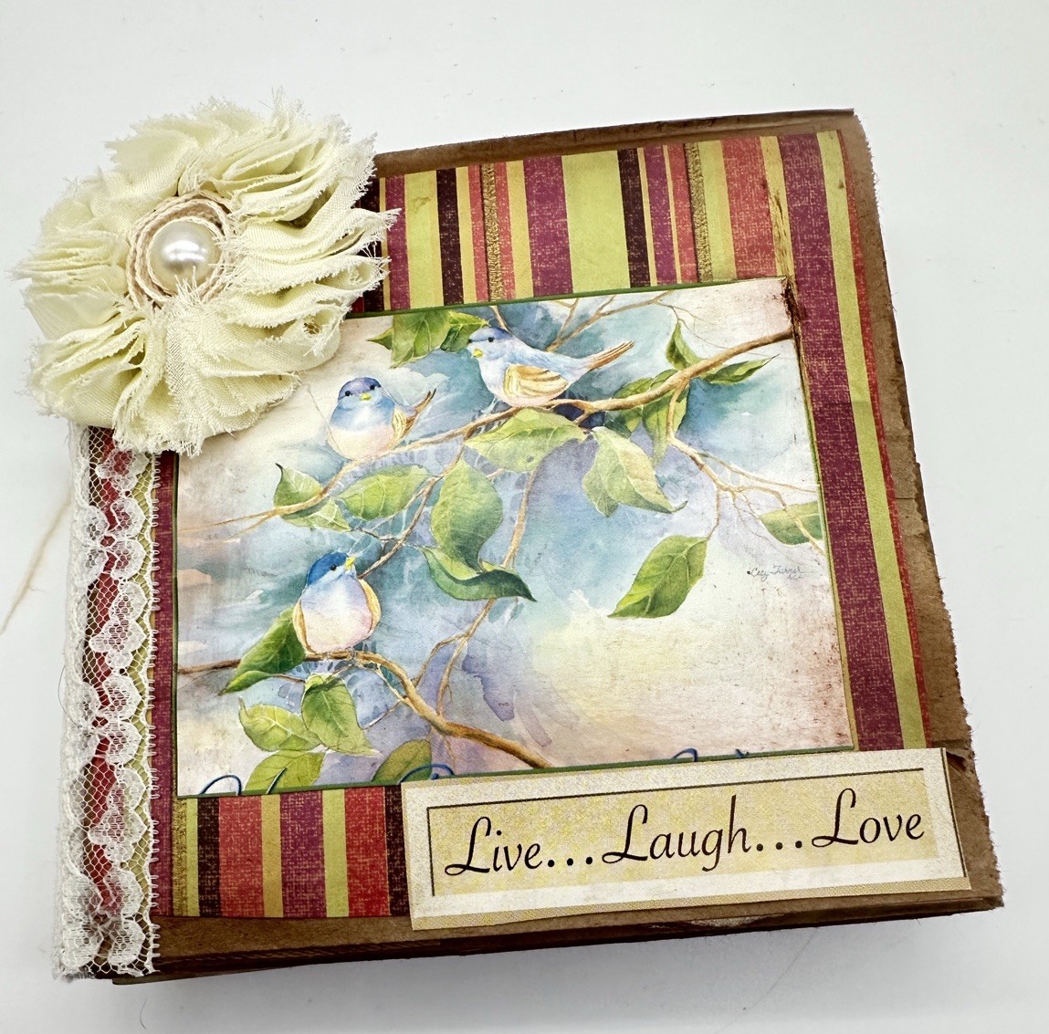 Junk Journal Live Laugh Love Themed Brown Paper Bag Medium Coffee Dyed Paper