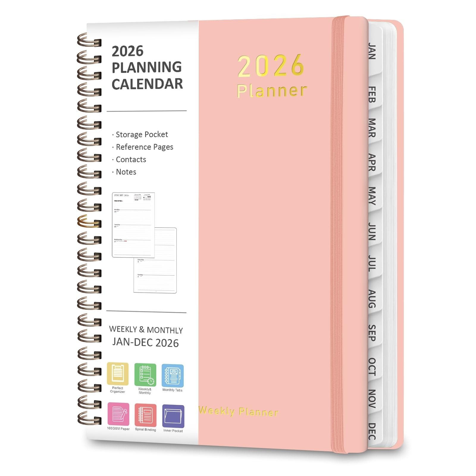 2026 Planner Weekly Monthly Academic Jan 2026 – Dec 2026 A5 (6.3” x 8.5”)