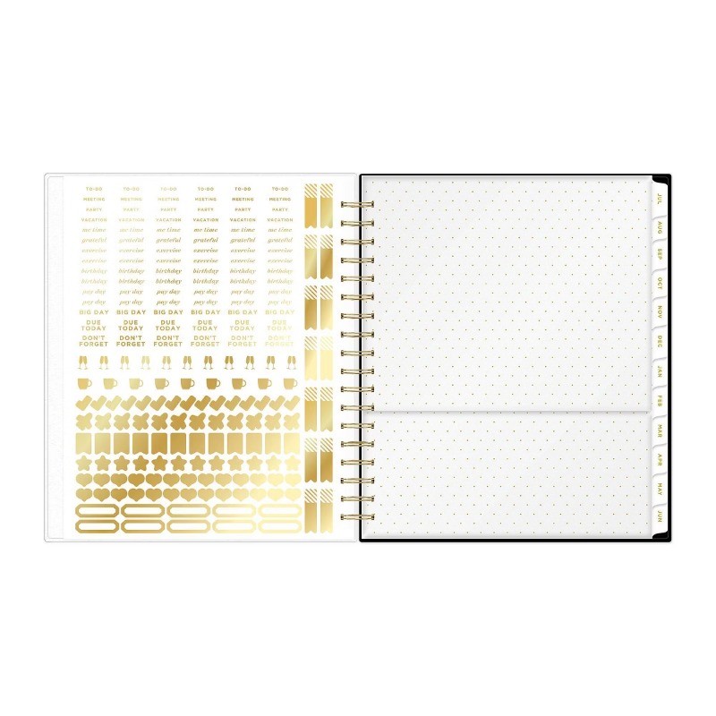 2026-2027 Planner Rugby Stripe Black Frosted 27 Daily/Monthly Safety Wirebound
