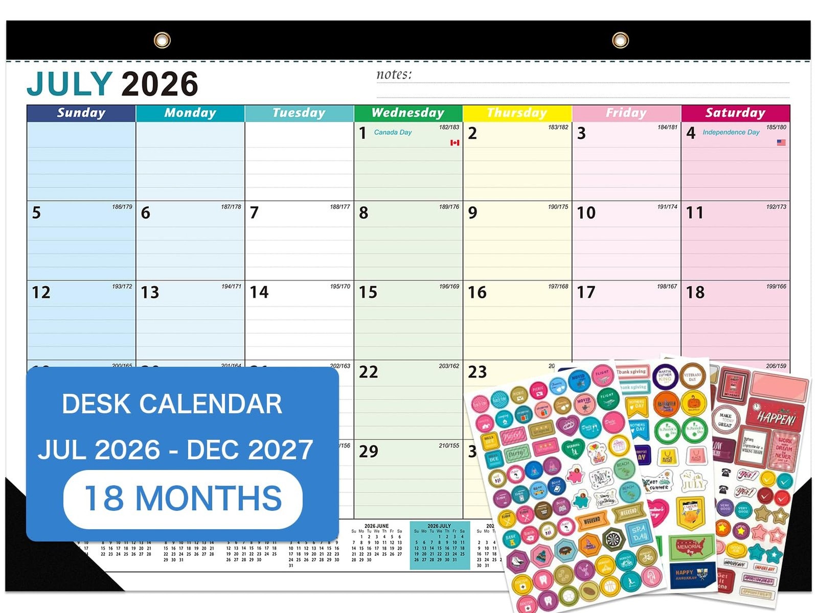 Desk Calendar 2026-2027 – 18 Month Desk Calendar july 2026-2027 Dec, 17″ x 12…