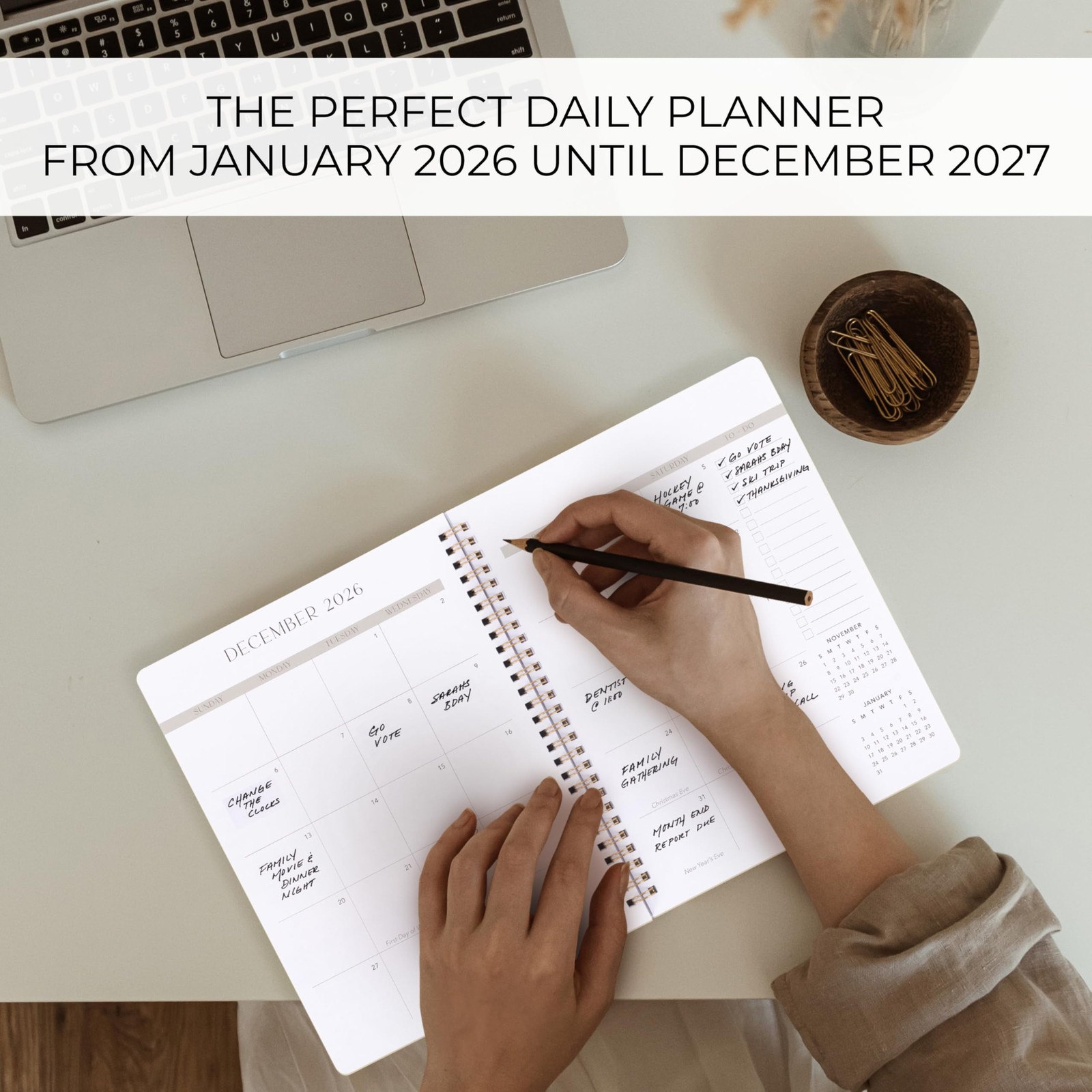 Beautiful 2026-2027 Monthly Planner and Calendar Book – To Do List Notebook T…