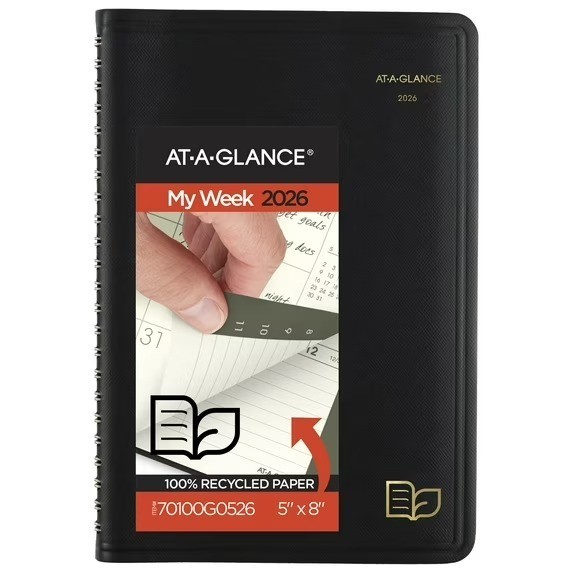 AT-A-GLANCE Recycled 2026 Weekly Monthly Appointment Book Planner Black Small 5