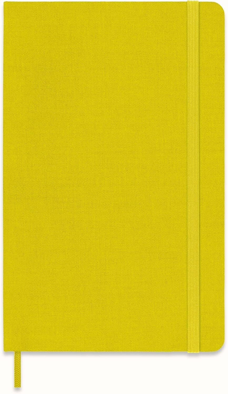 Moleskine YELLOW lined hardcover classic fabric notebook, Large 5 x 8.25 inches