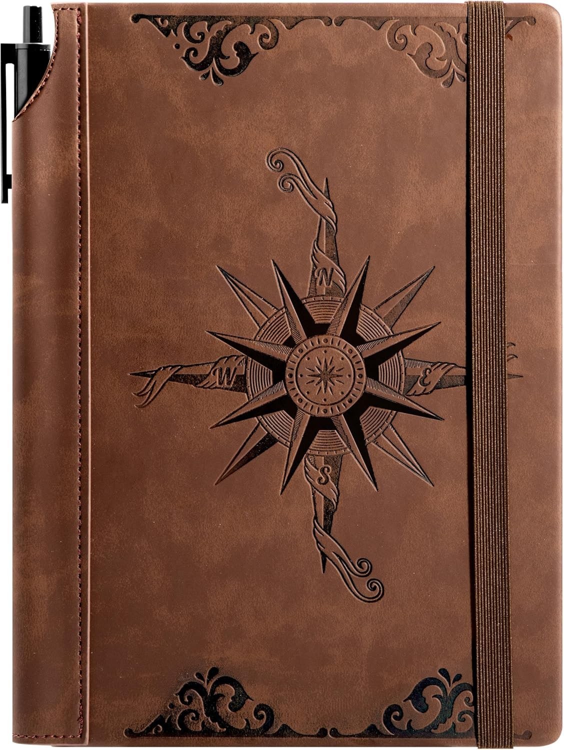 CAGIE Compass Leather Notebook Journal for Men, 100 GSM 288 Pages Lined Journals