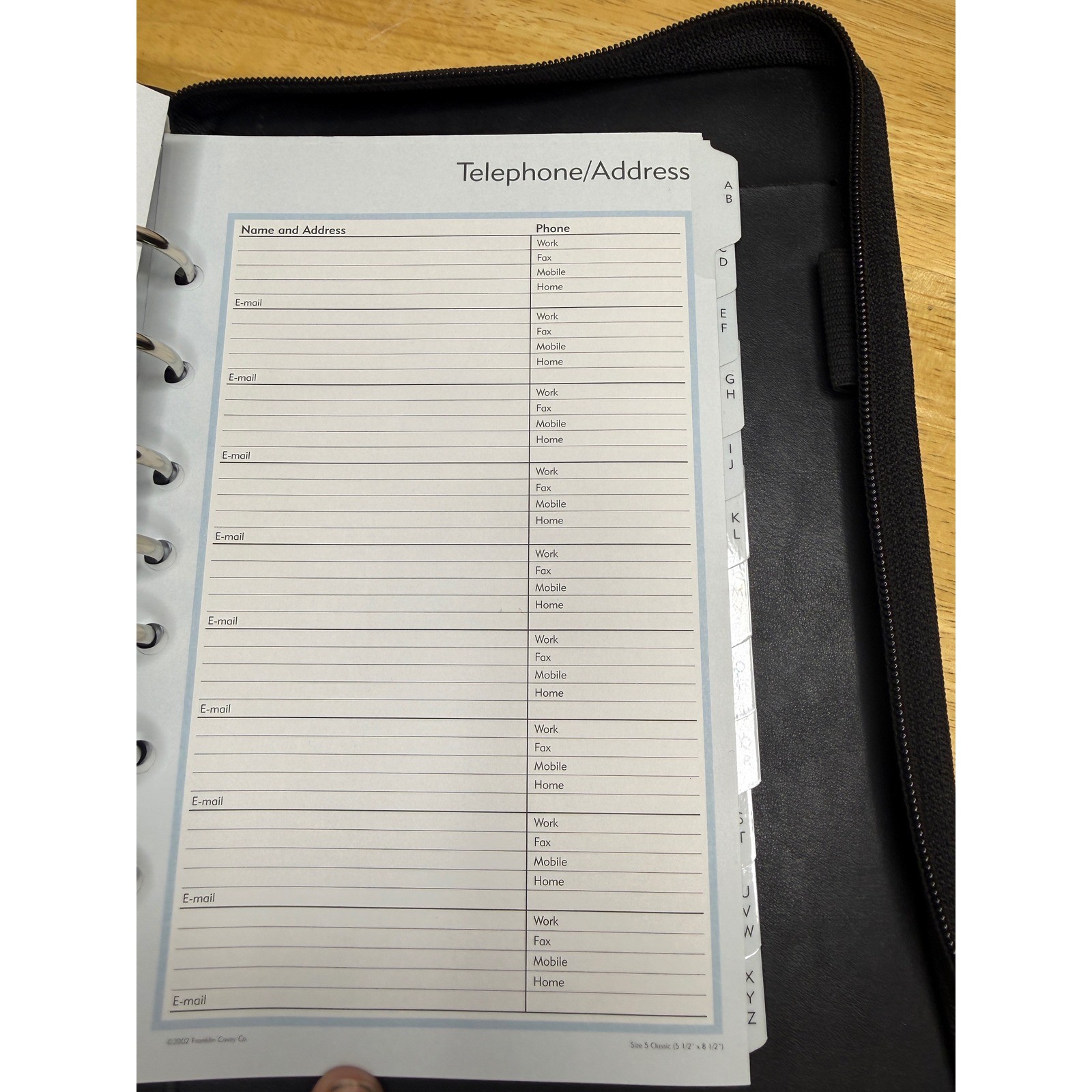 Franklin Covey Black Leather Zippered 7 Ring Planner Binder Organizer Classic