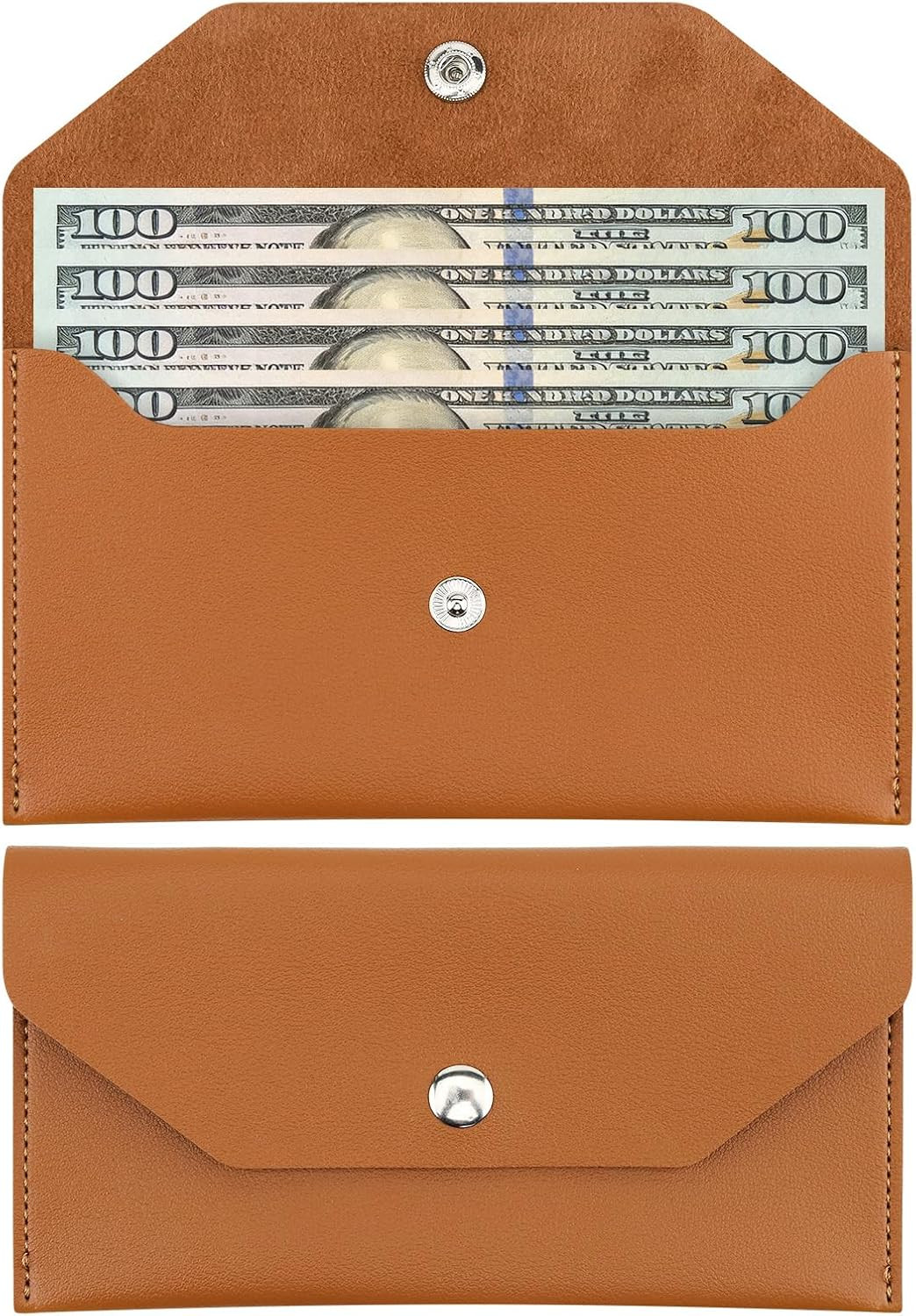 1 Pieces Money Saving Binder, Brown PU Leather Cash Envelopes Cash Wallet, Reusa