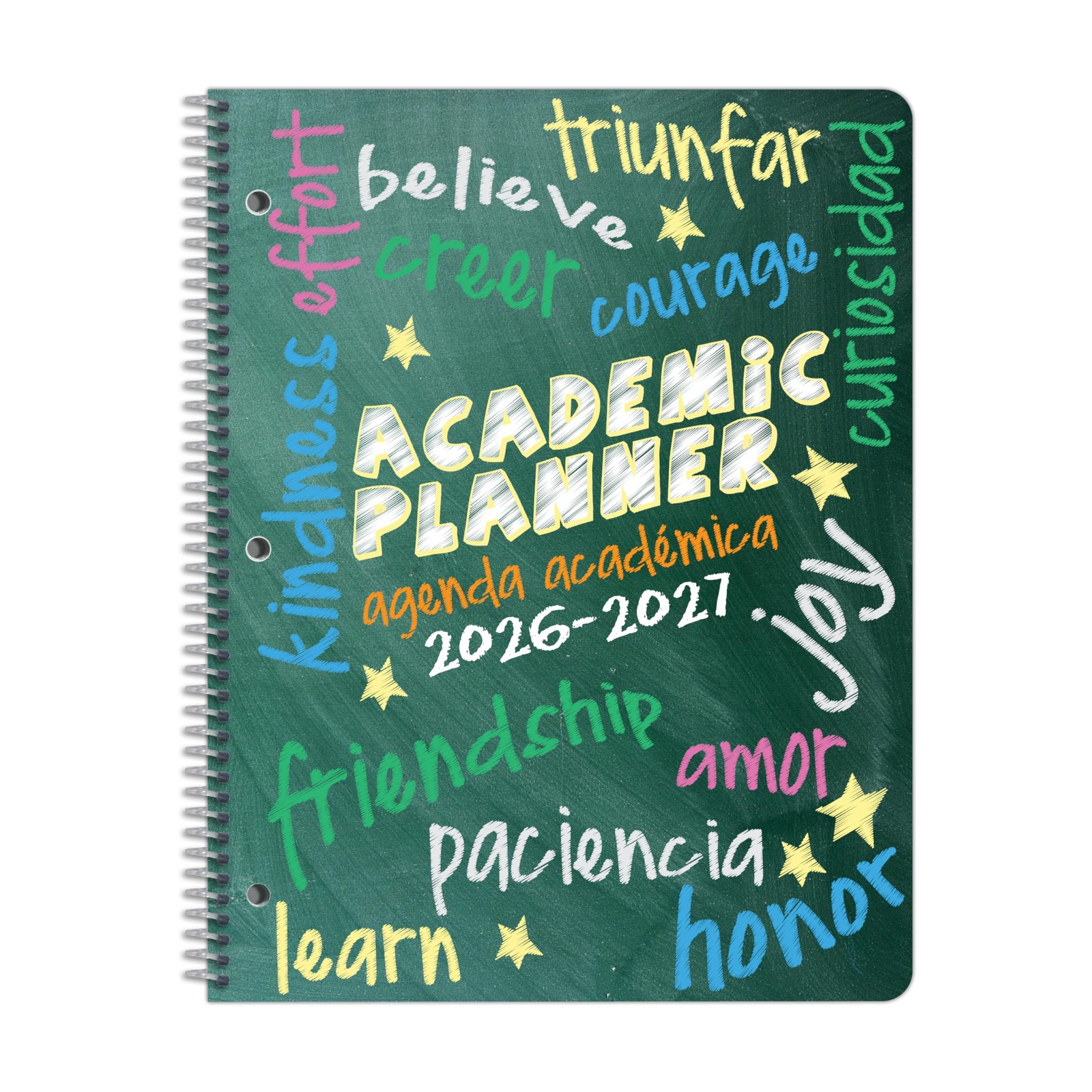 Bilingual Elementary Academic Planner for 2026-2027 School 8.5″ x 11″, Green