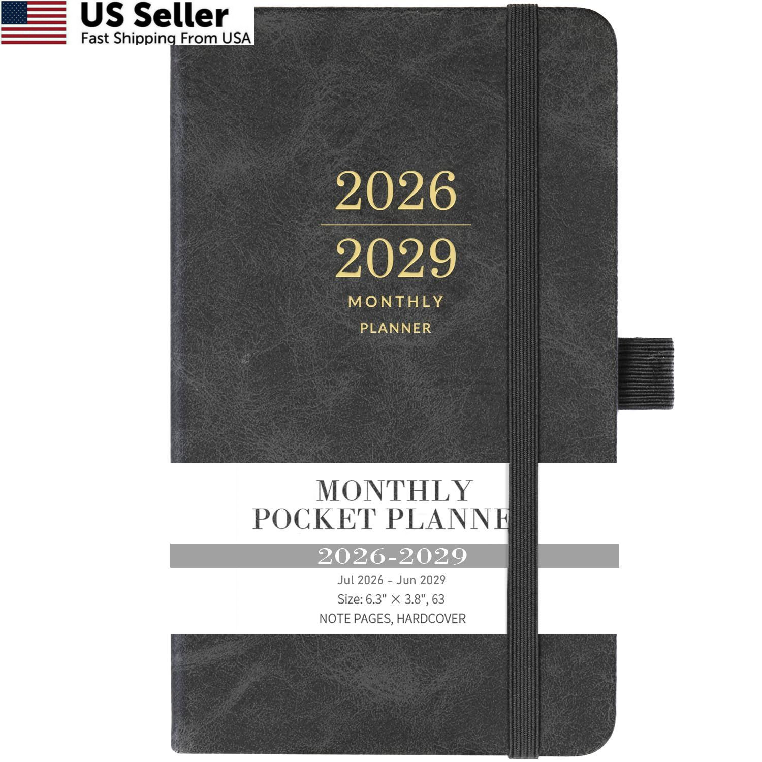 2026-2029 Monthly Planner/Calendar – 3 Year Planner with 3.8″ x 6.3″, Grey
