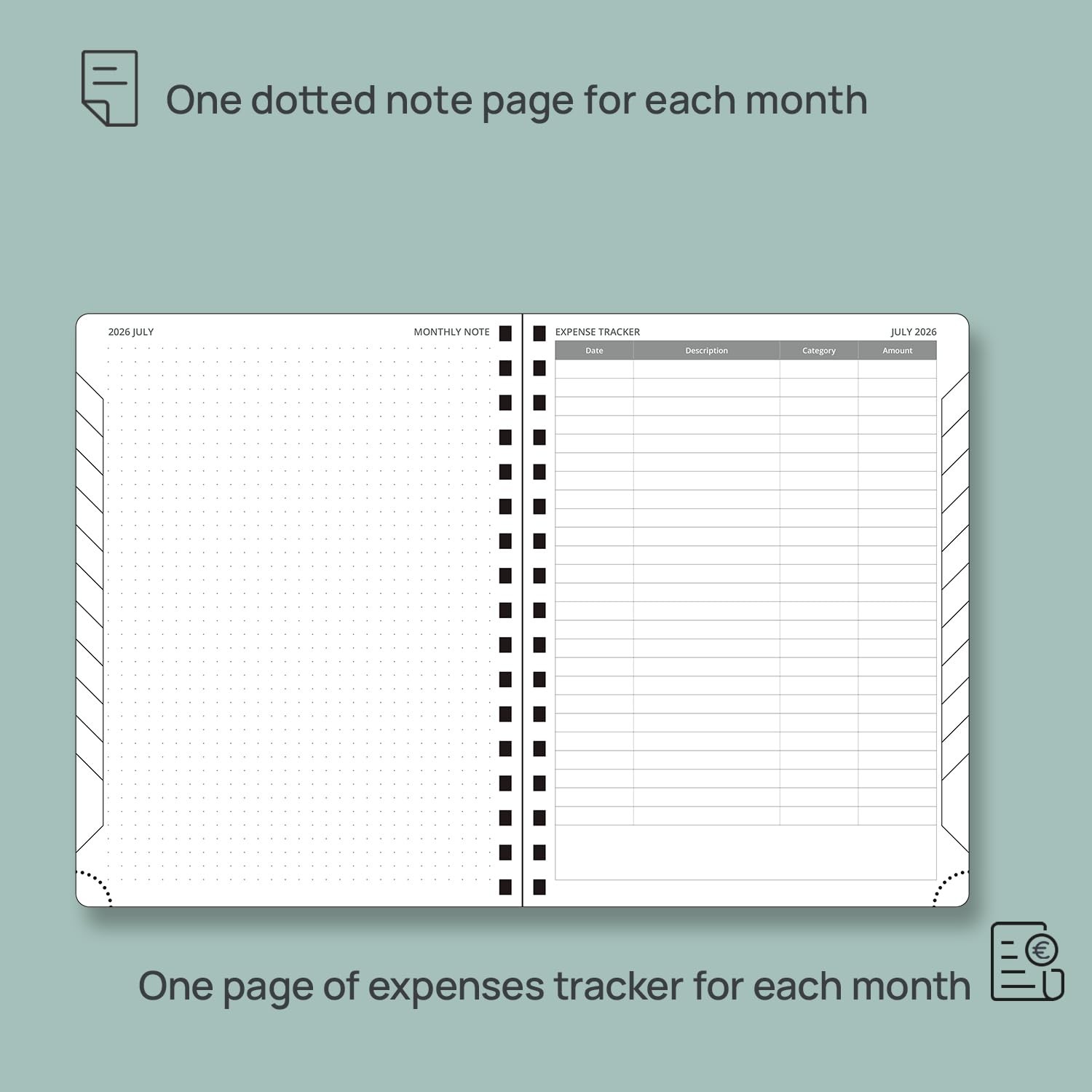 2026-2027 Monthly Planner 6.5″ x 8.5″ 18 Month Calendar Expense Tracker
