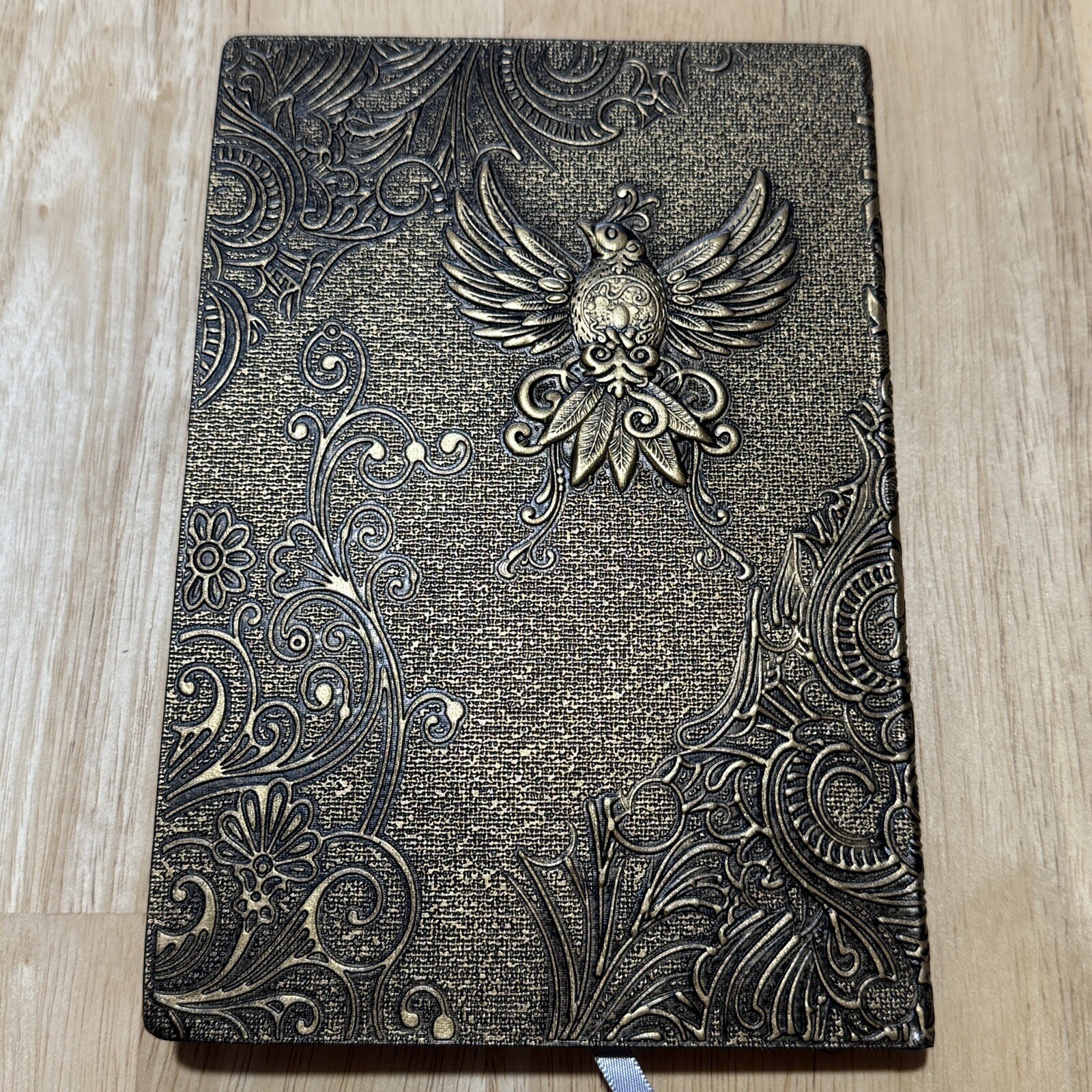 3D Phoenix Journal Vintage Retro Notebook 5.75×8.25 Jewels Bird Dyed Paper