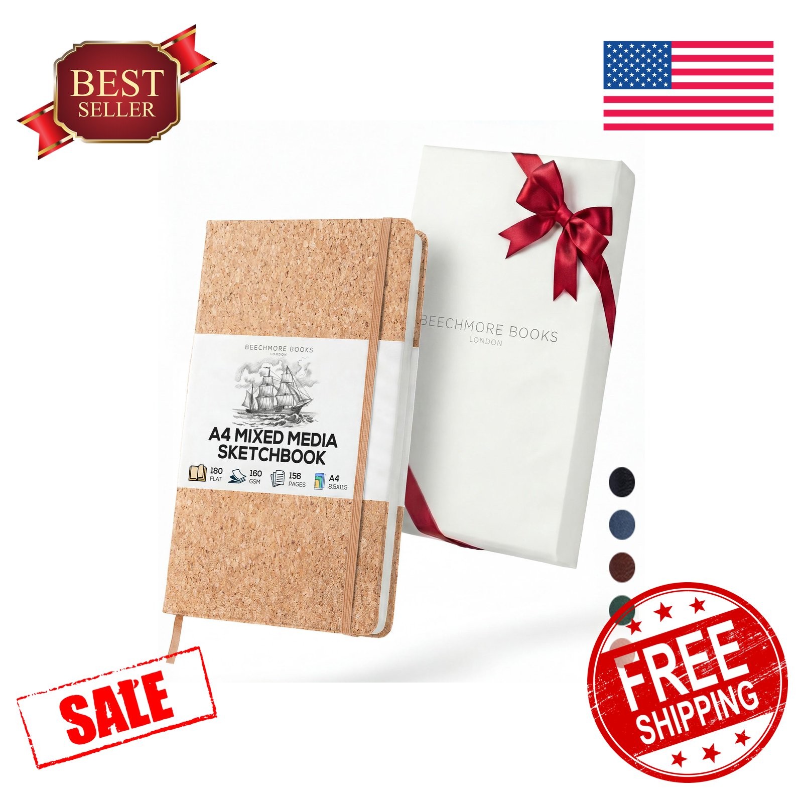 BEECHMORE BOOKS A4 sketchbook beige cork