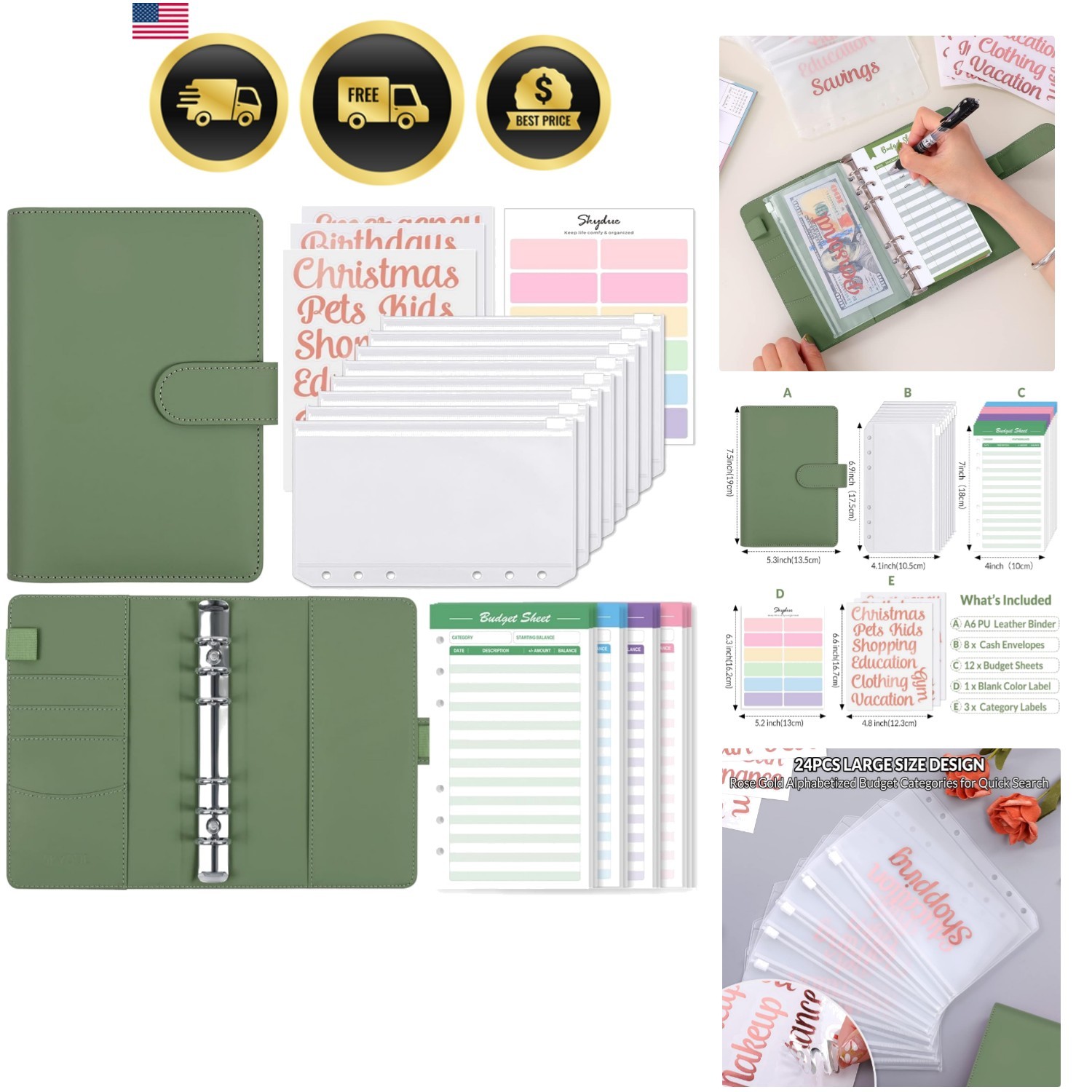 Budget Binder with 8pcs Zipper Envelopes,Money Organizer for Cash with 12pcs …
