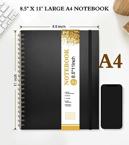 Spiral Notebook Journal 8.5” x 11”, A4 Large Notebooks for Women Men, College