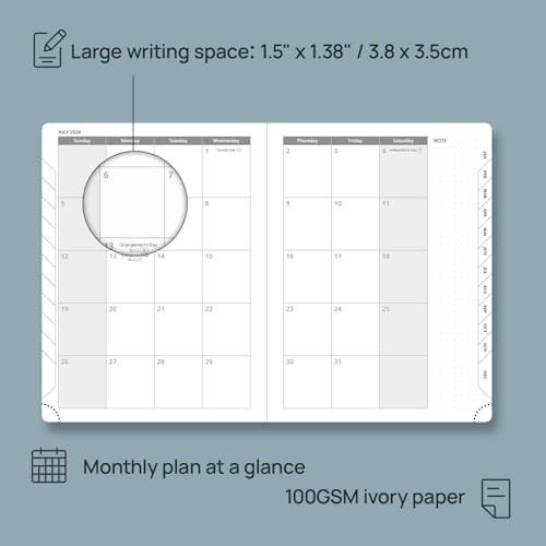 2026 Weekly Planner – Medium 6.5” x 8.5” Calendar with Hourly Slots, Leather C