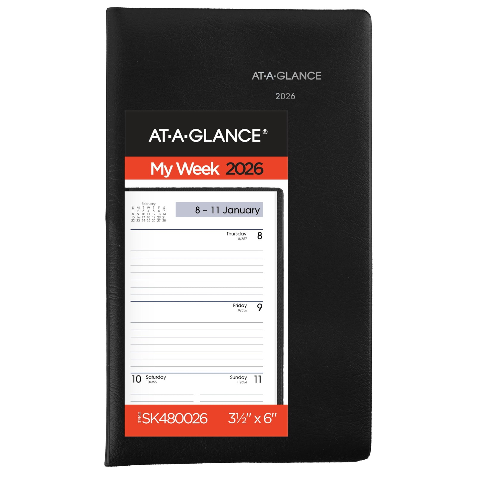 2026 Planner, Weekly, 3-1/2″ x 6″, Pocket Size, Open Scheduling, DayMinder, B…