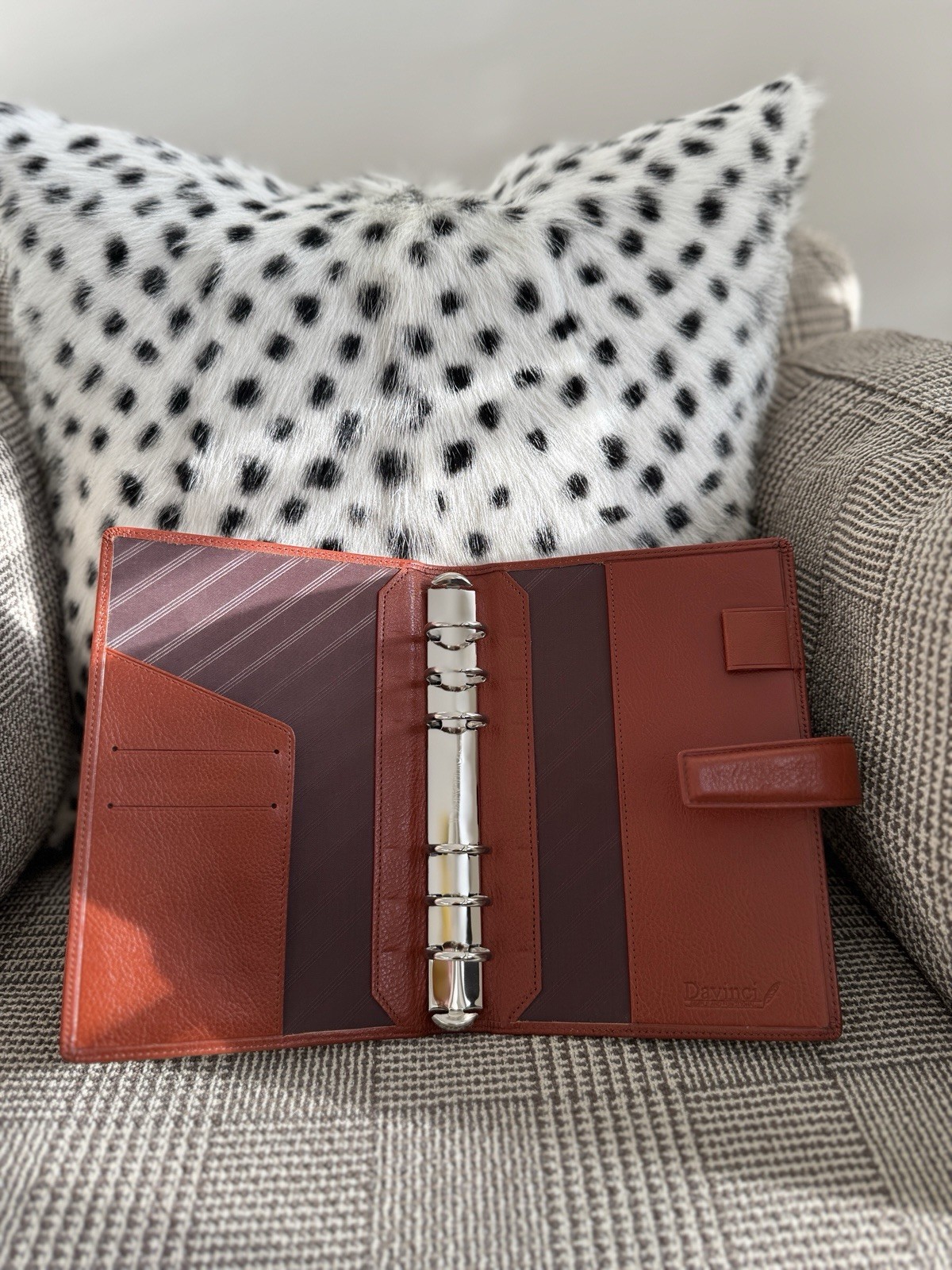 Raymay Fujii Da Vinci Standard Bible A6 Personal Brown Leather Organizer New