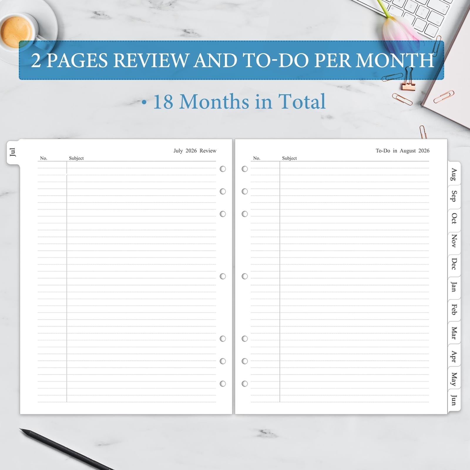 2026-2027 Monthly Planner Refill, A4 Letter Size Folio – 5(8.5″x11″)