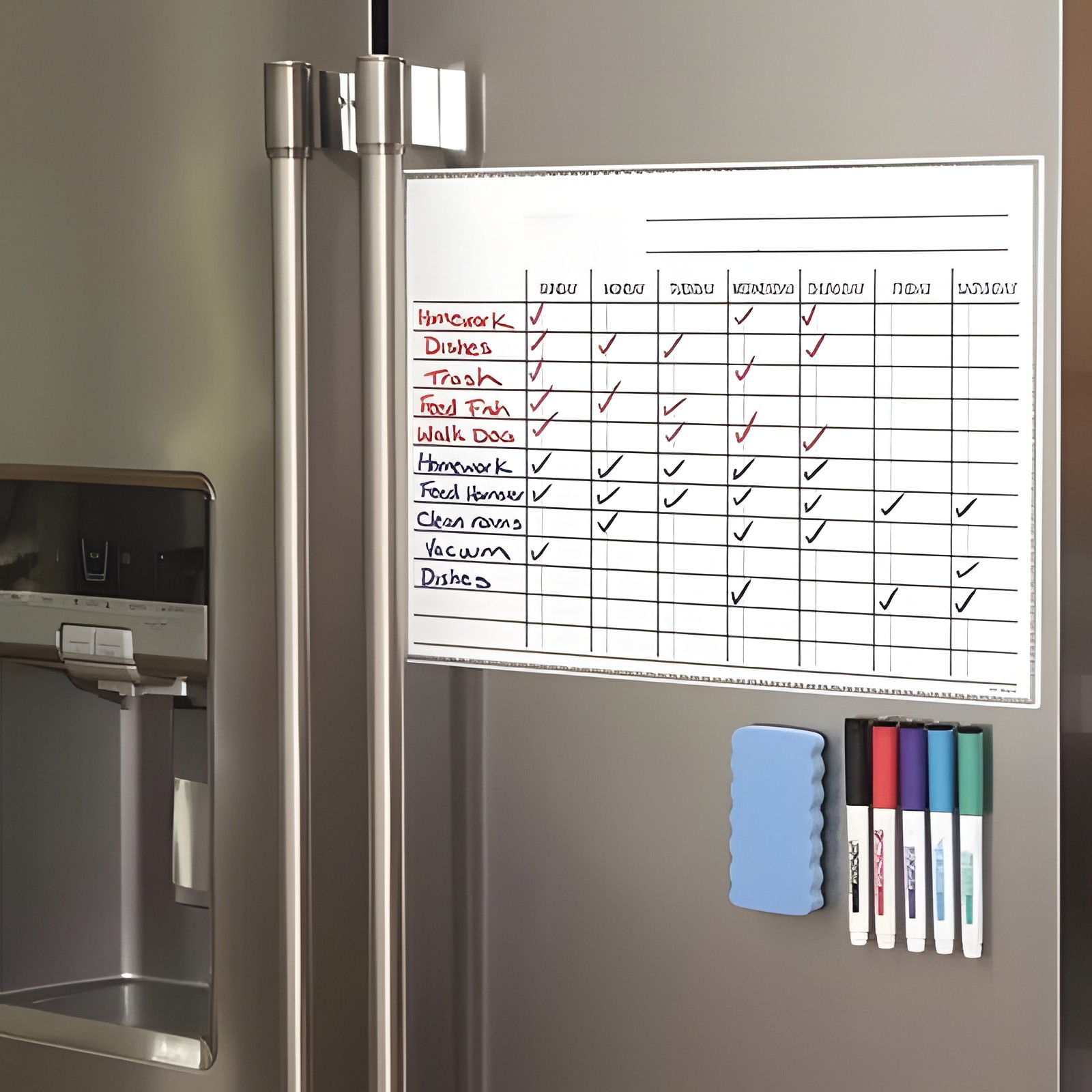 Magnetic Dry Erase Board Weekly Chore Chart Kids Wall Calendar 17×12 White