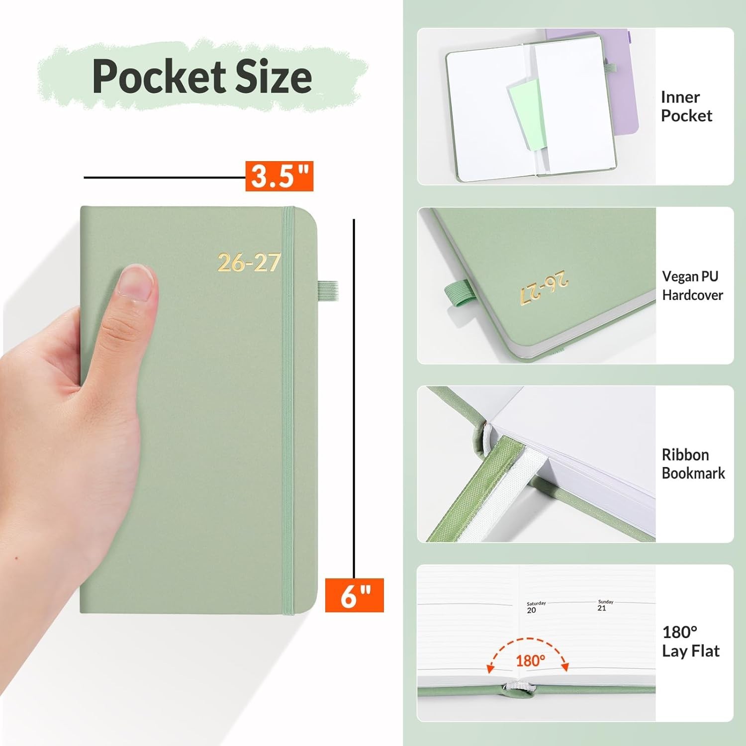 2026-2027 Pocket Weekly Planner for Purse 3.5″ x 6″ – 12 July 2026 – June 20…