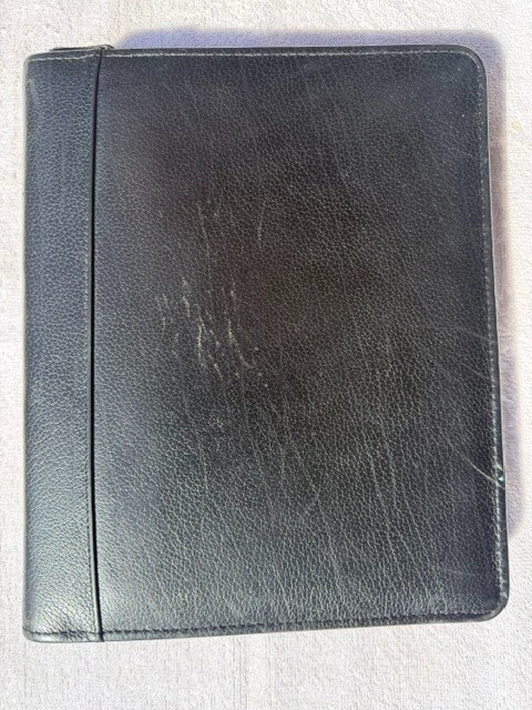 Vtg Franklin Quest Black Leather Spacemaker Planner 7-Ring Binder CL 12215
