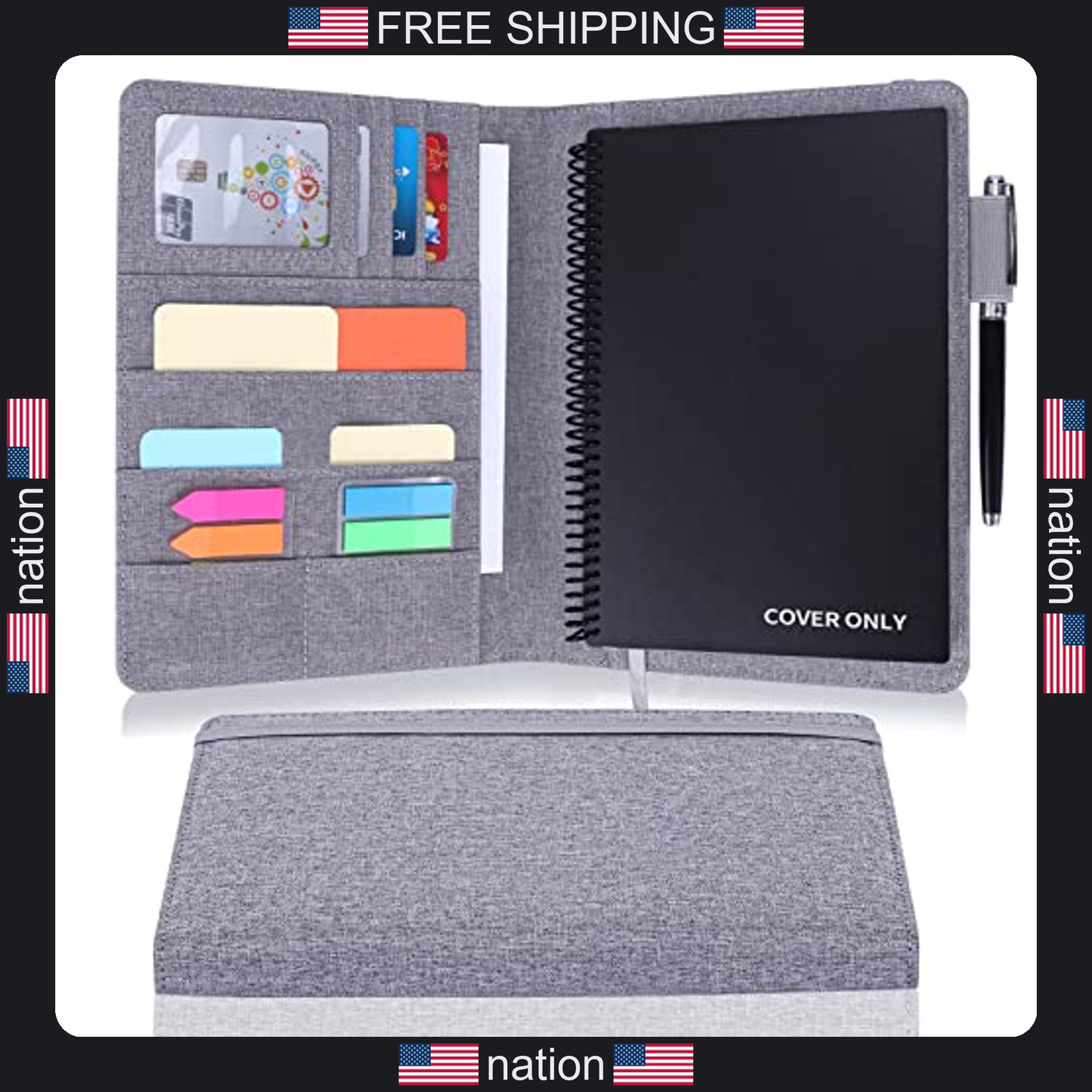 Rocketbook A5 notebook cover waterproof portfolio organizer gray with pen loop