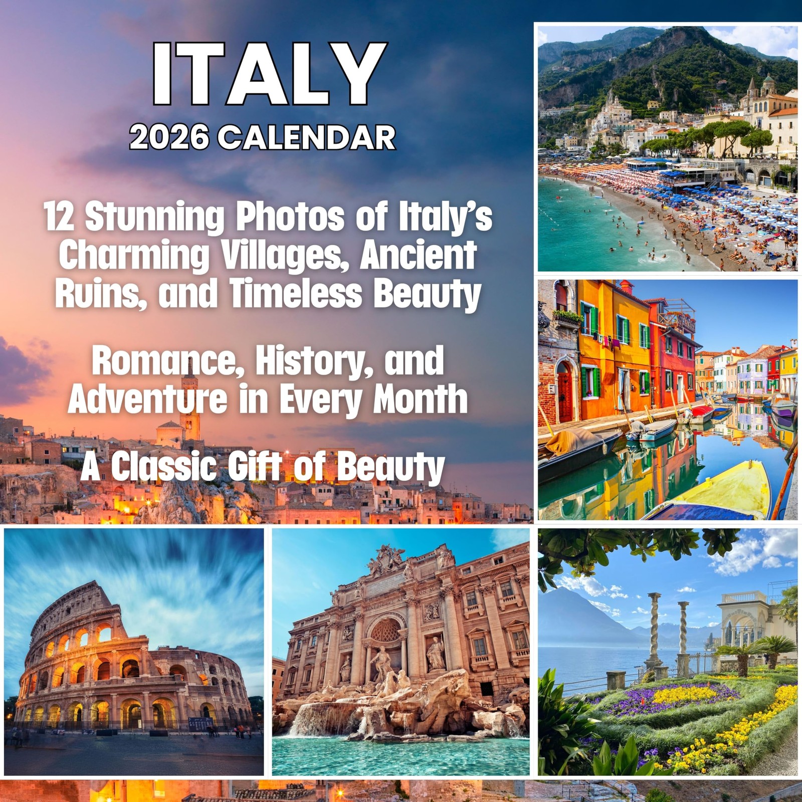Italy 2026 Wall Calendar | Scenic Italian | Stunning Multicolor