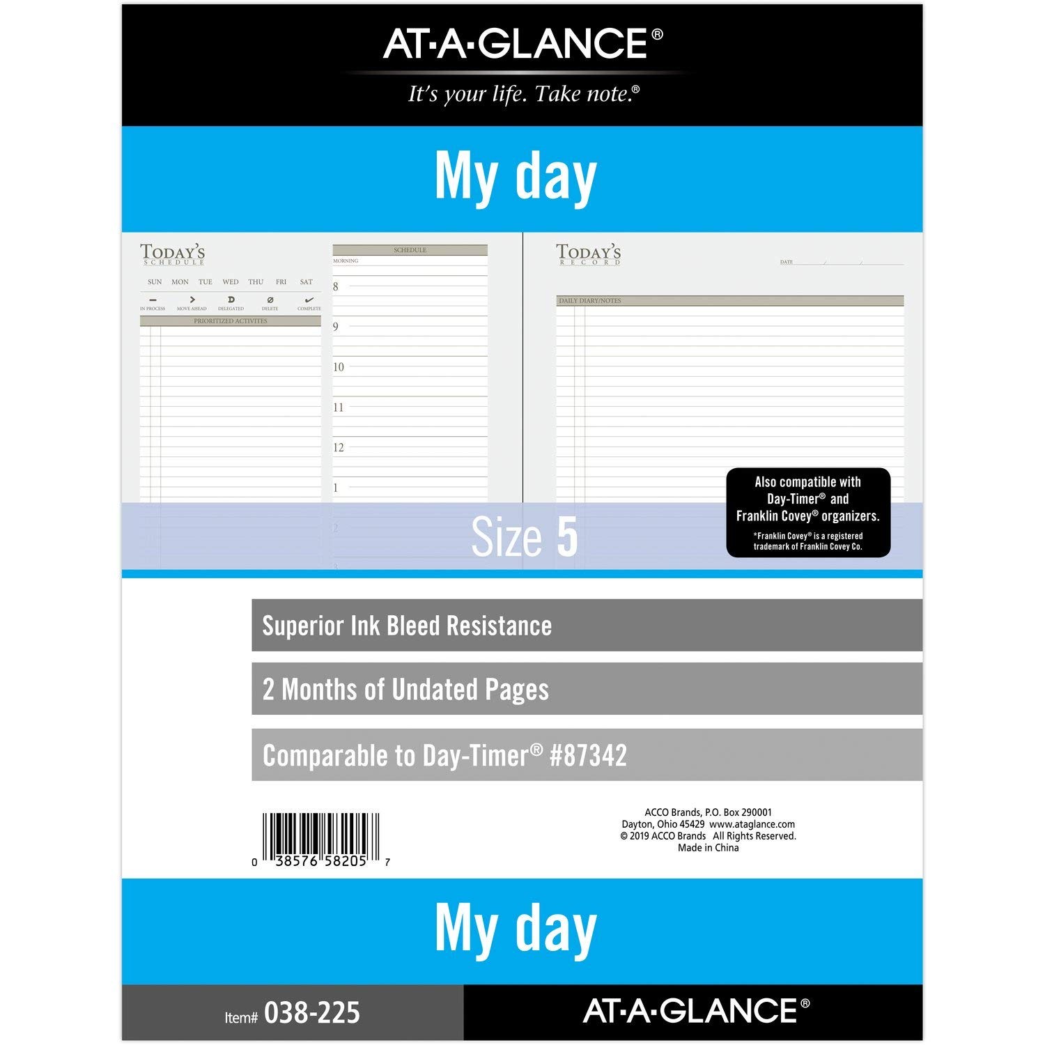 at-A-Glance Undated Daily Planner Refill, 2 Months, 7-Ring, Size 5, White
