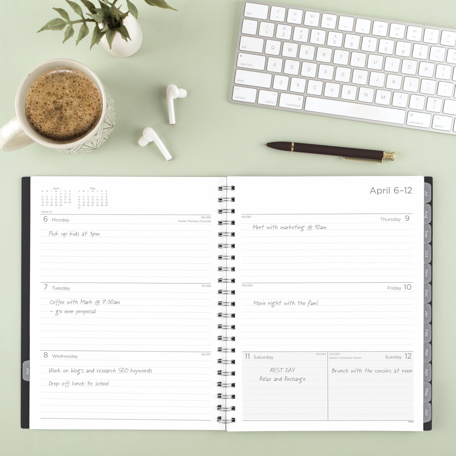 Planner 2026-2027 Weekly & Monthly Academic 15-Month April-June, 8-1/2″ x 11″…