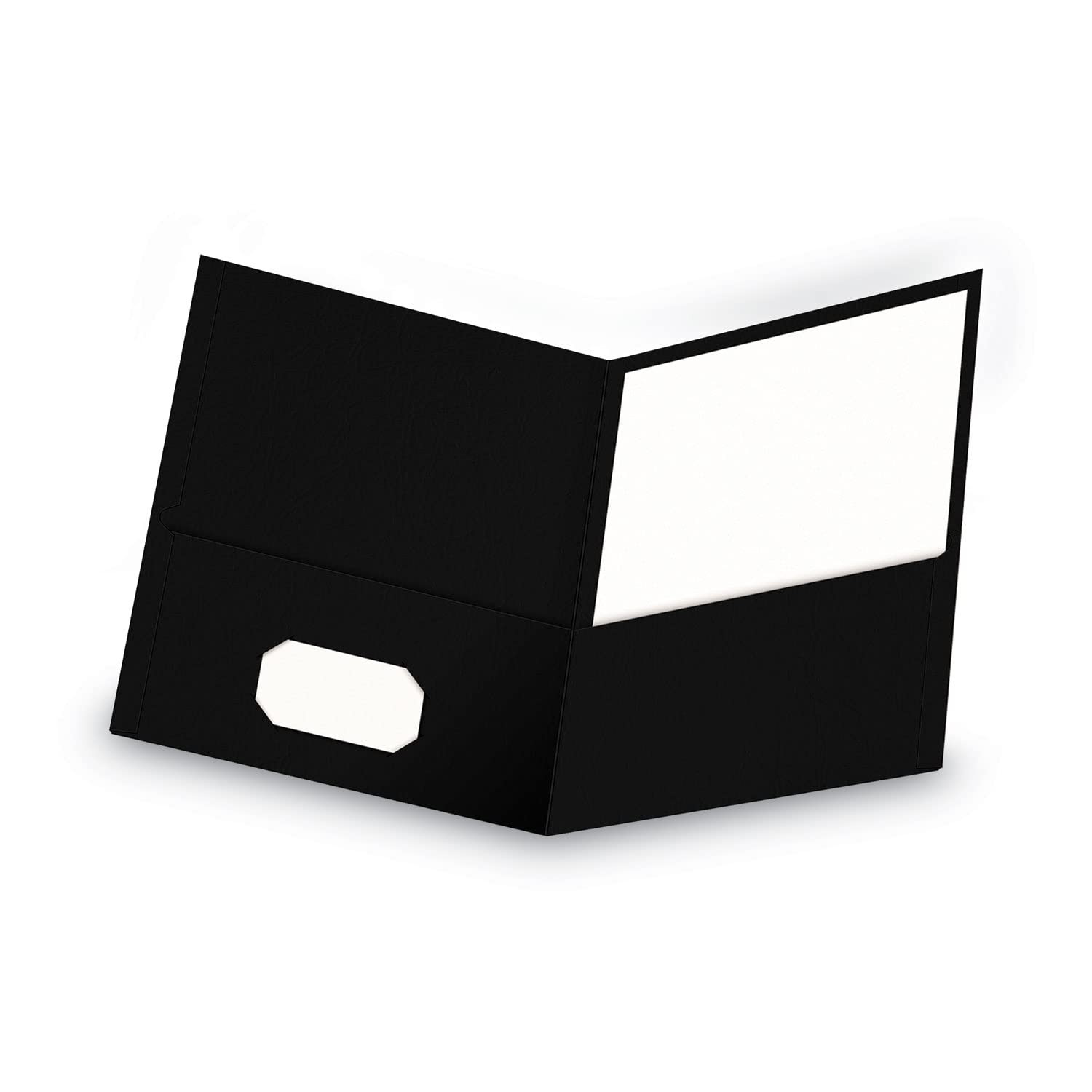 Two-Pocket Portfolio, Embossed Leatherette Paper, Black