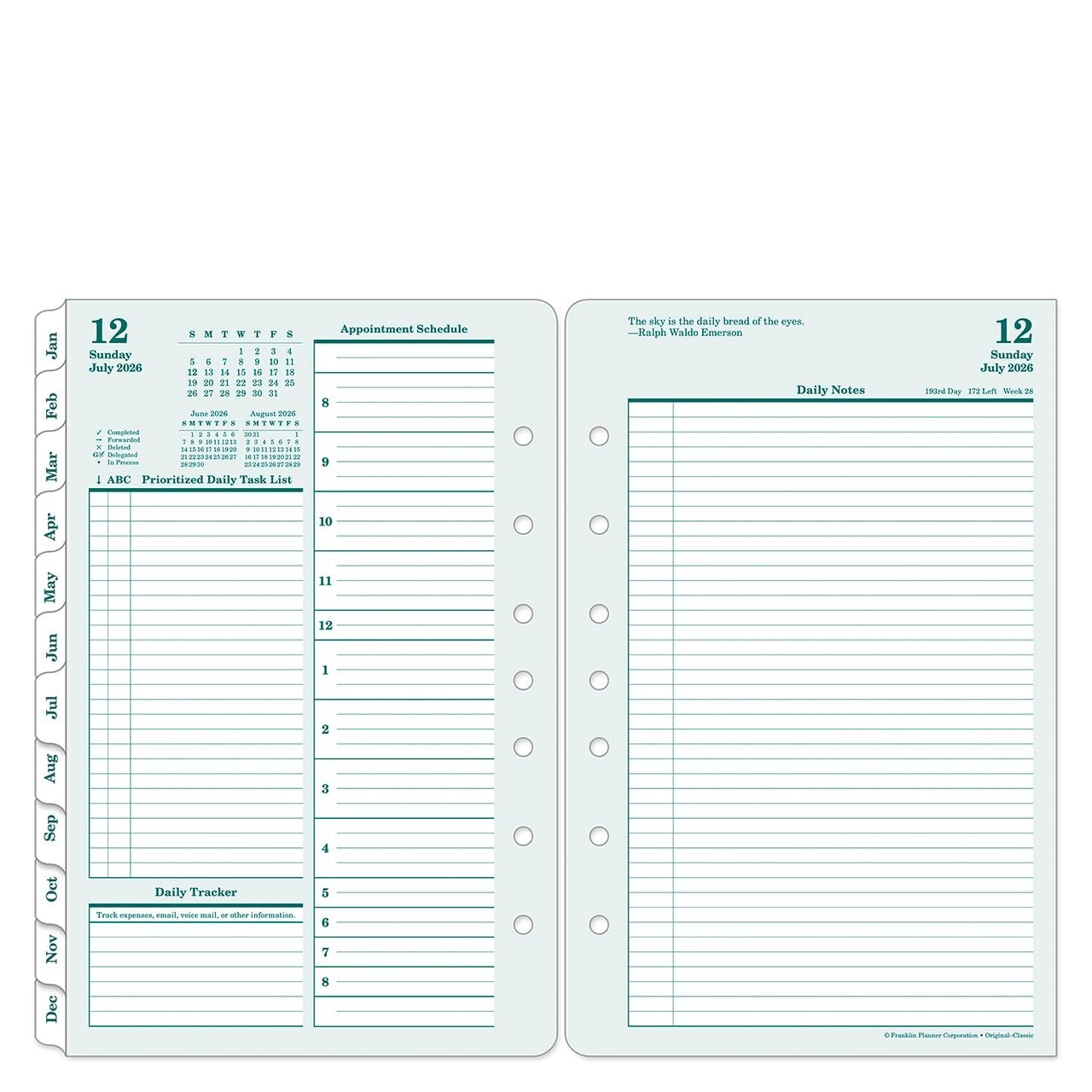 Original Ring-Bound Planner Refill – Two Pages Per Day, Classic Size, Jul 2026 –