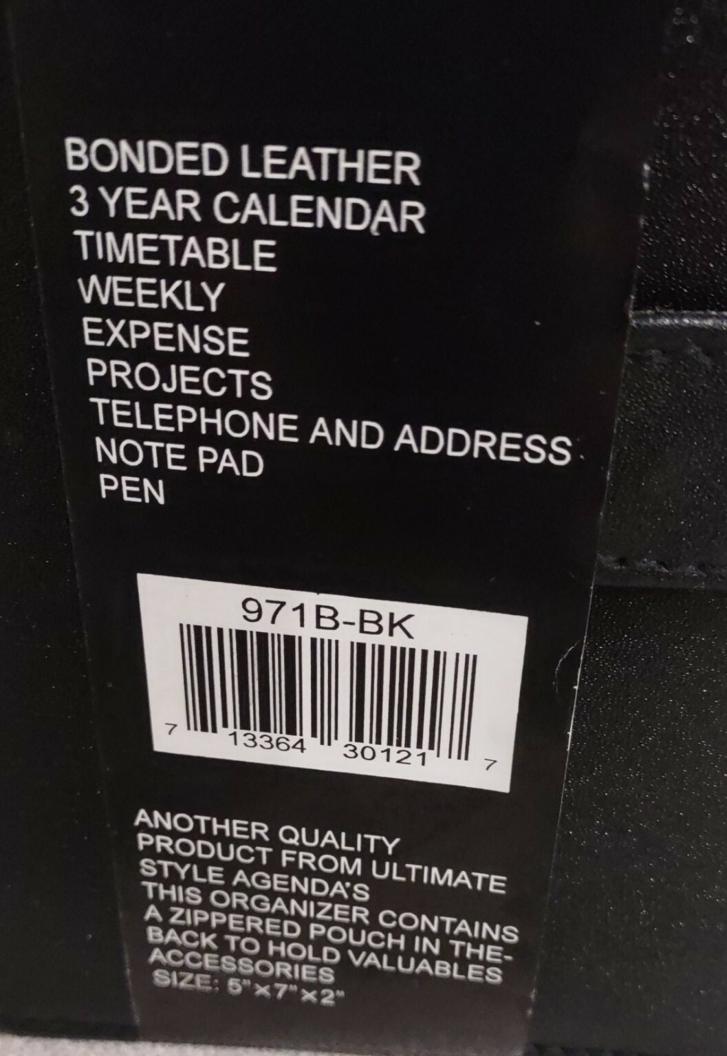 Ultimate Style Agenda- 6 Rings With Inserts 971B Black – New