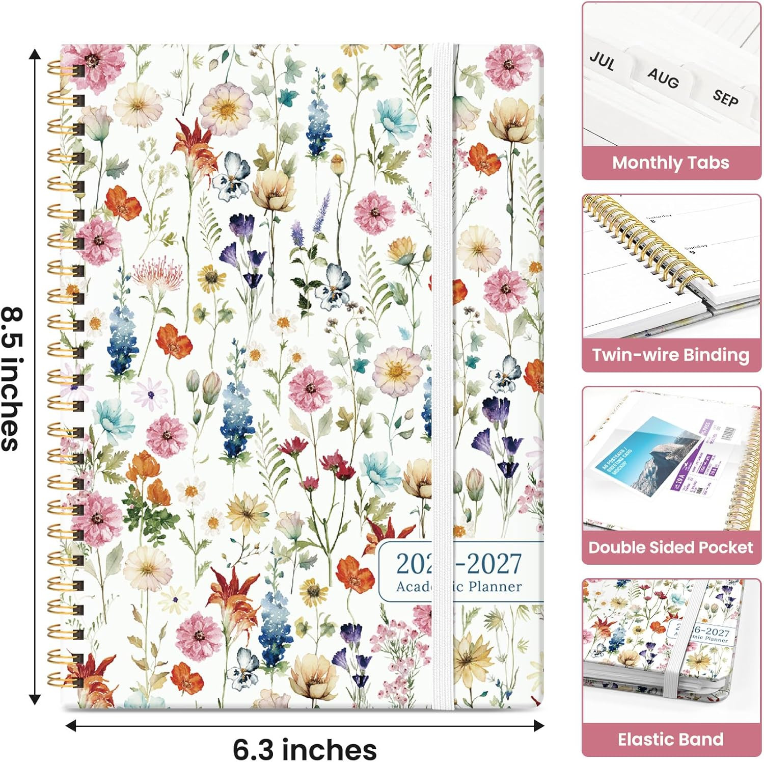 Planner 2026-2027, Academic Year Monthly and Weekly Calendar Planner, Jul 2026 –