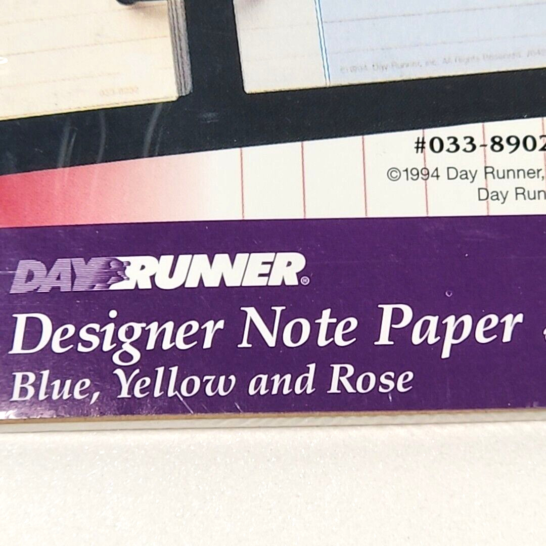 Day Runner Designer Note Paper Asst Refill Pages 033-8902 1994 New 6 Ring 3¾X6¾